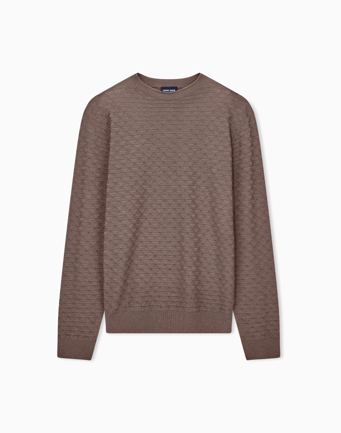 sweater-with-regular-fit-in-virgin-wool-with-triangle-weave-brown--giorgio-armani