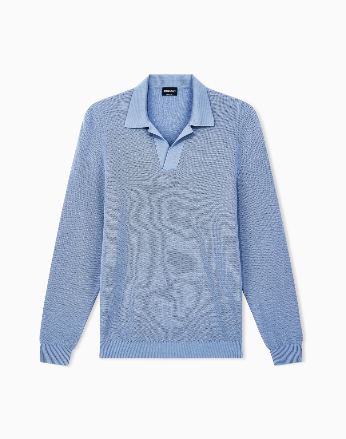 polo-en-maille-nid-dabeille-de-laine-vierge-bleu-clair--giorgio-armani