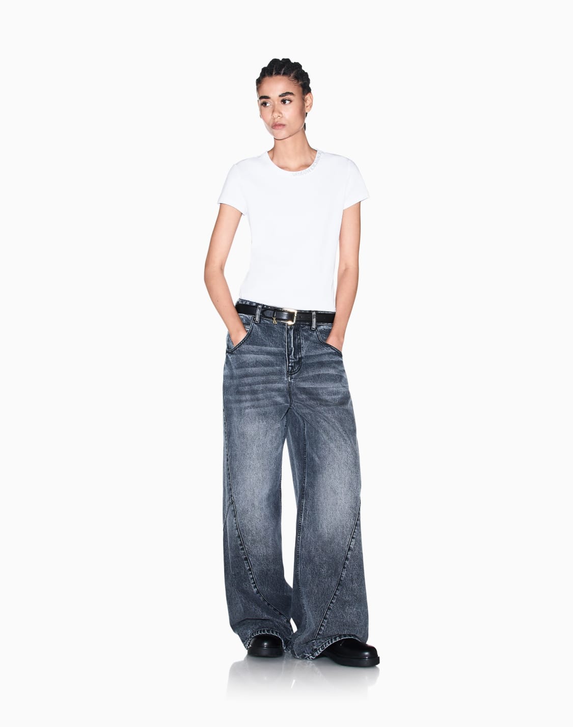 t-shirt-up-for-party-aus-bio-baumwolljersey-mit-strass-wei--armani-exchange