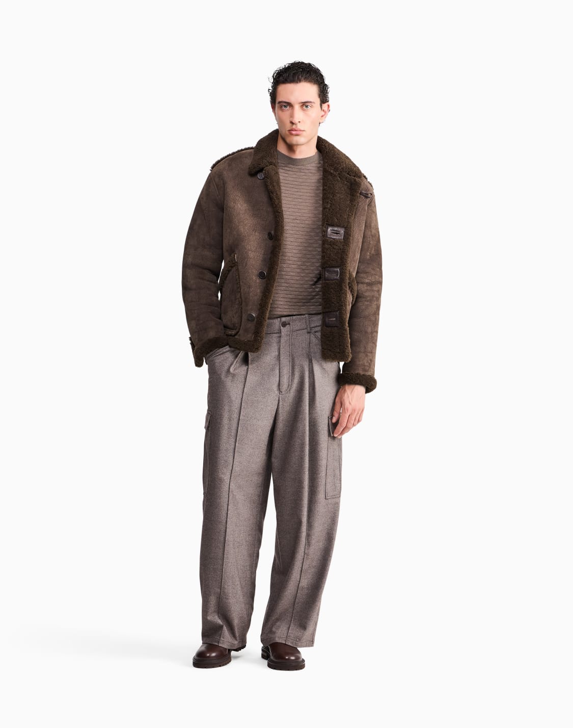 sweater-with-regular-fit-in-virgin-wool-with-triangle-weave-brown--giorgio-armani