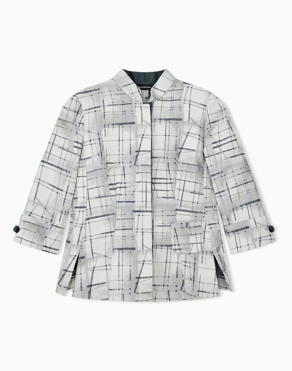 shirt-in-irregular-check-jacquard-fabric-grey--emporio-armani