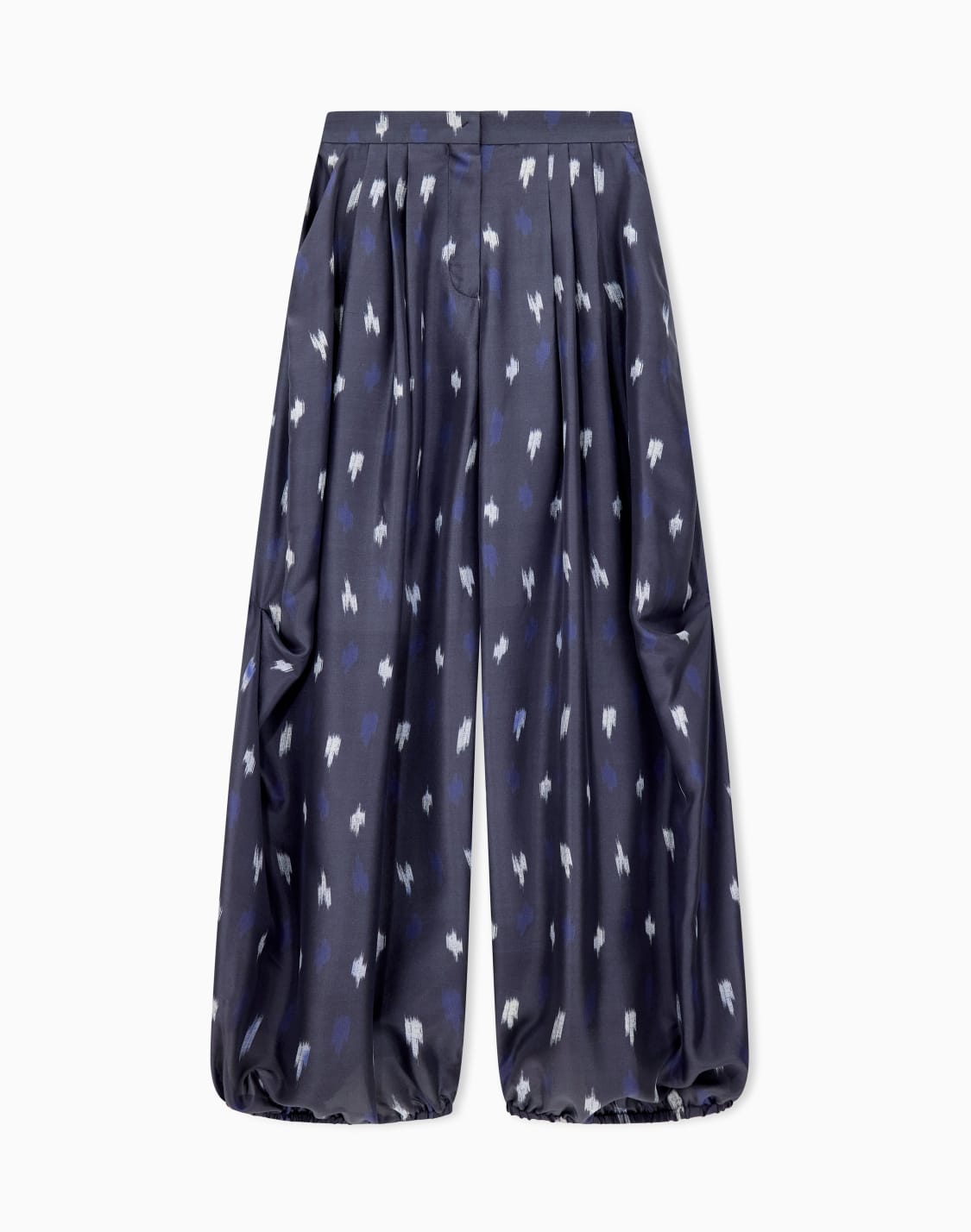 hose-aus-shantung-seide-mit-weitem-bein-und-carpet-print-marineblau--emporio-armani