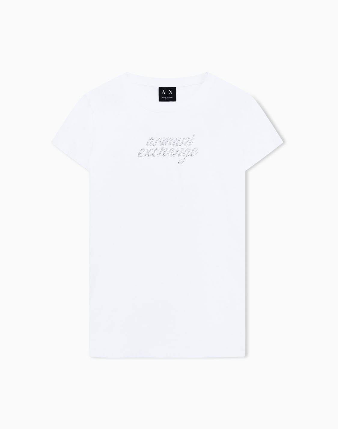 slim-fit-t-shirt-aus-baumwolljersey-mit-strassbesatz-wei--armani-exchange