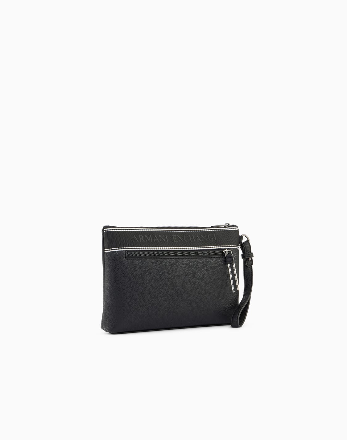 axロゴ-ストラップ付き-フラットポチ-ブラック--armani-exchange