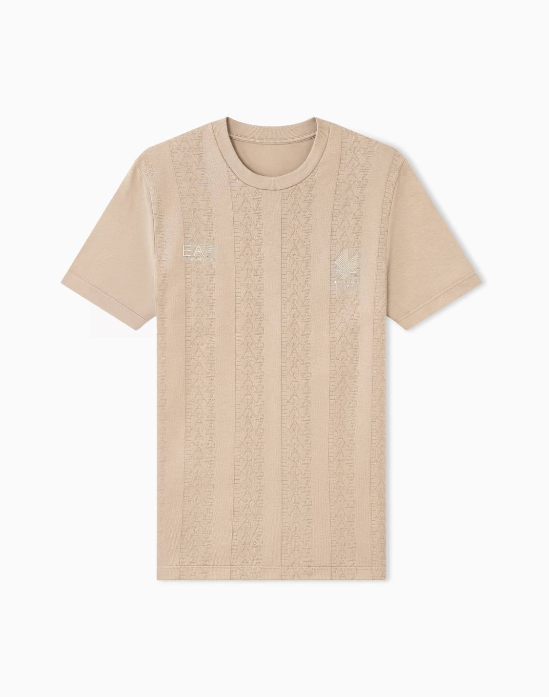 soccer-t-shirt-in-technical-jacquard-fabric-beige--ea7