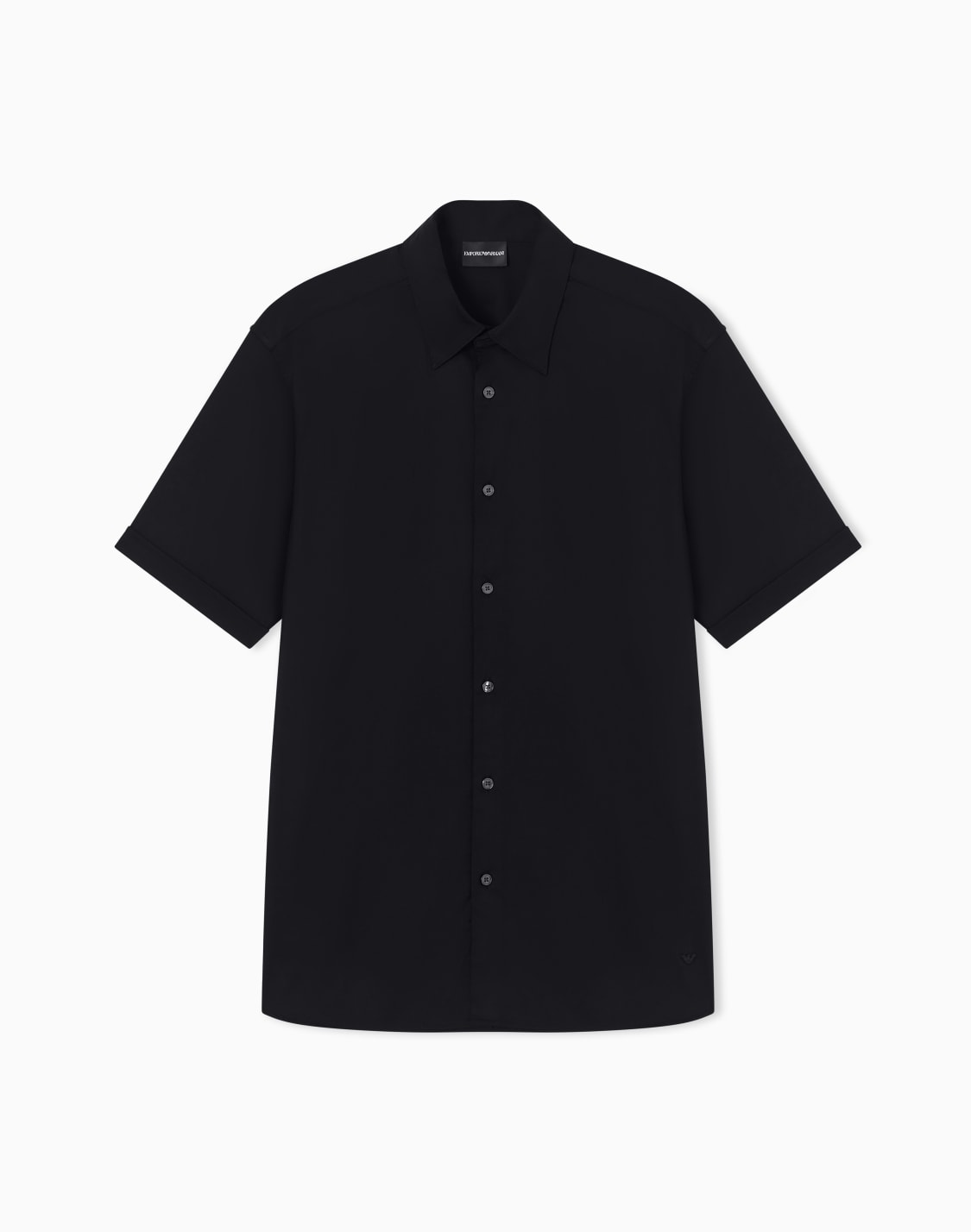 半袖シャツ-ストレッチ-ピマコットン-ブラック--emporio-armani