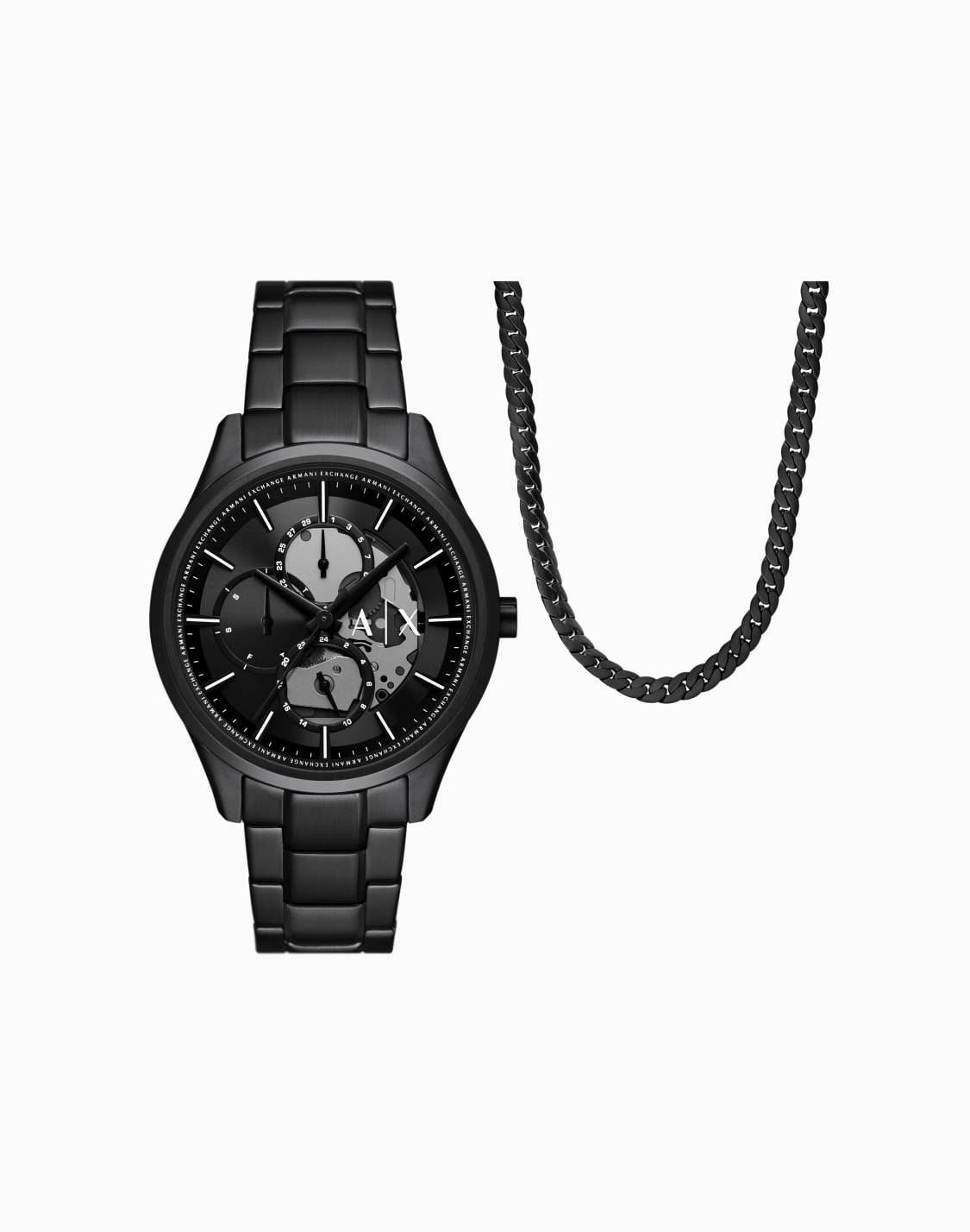 -multifunction-black-stainless-steel-watch-and-necklace-set-multicolor--armani-exchange