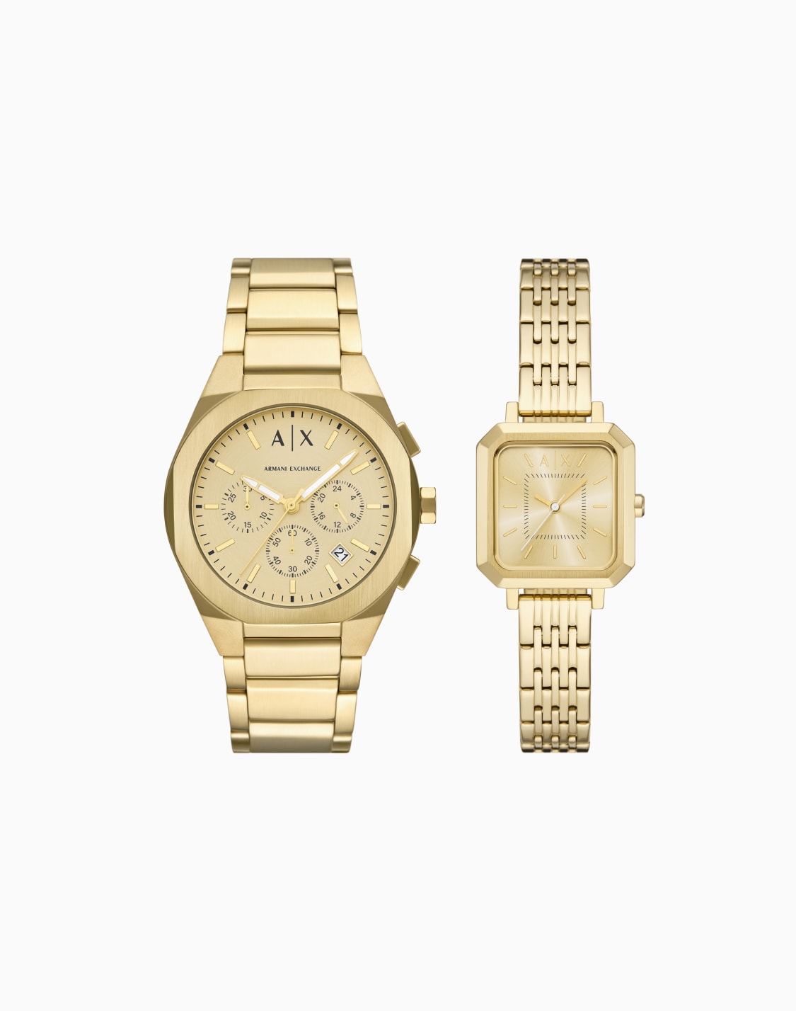 -sync-chronograph-gold-tone-stainless-steel-watch-pair-gift-set-multicolored--armani-exchange
