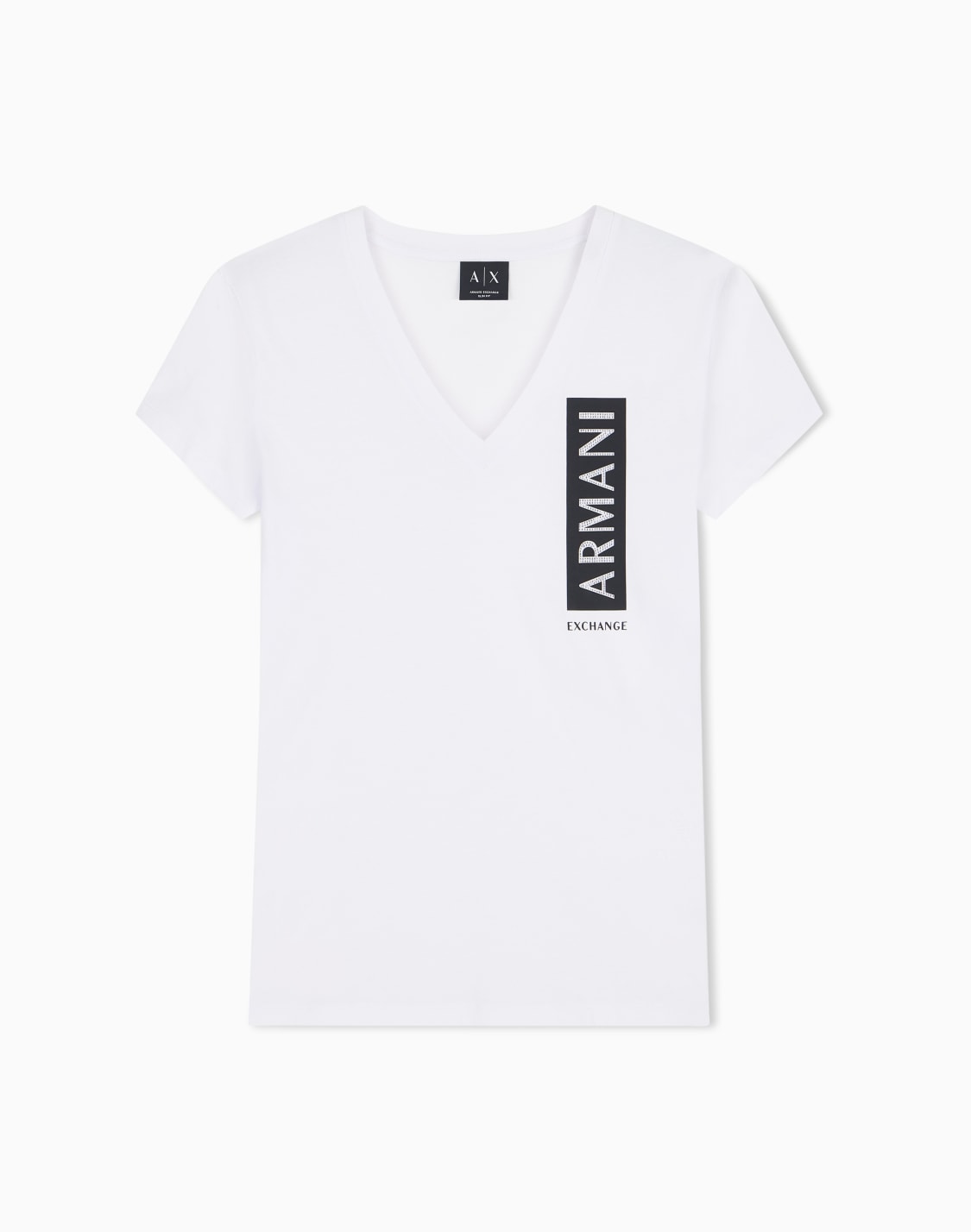 ボックスロゴ-半袖vネックtシャツ-ホワイト--armani-exchange