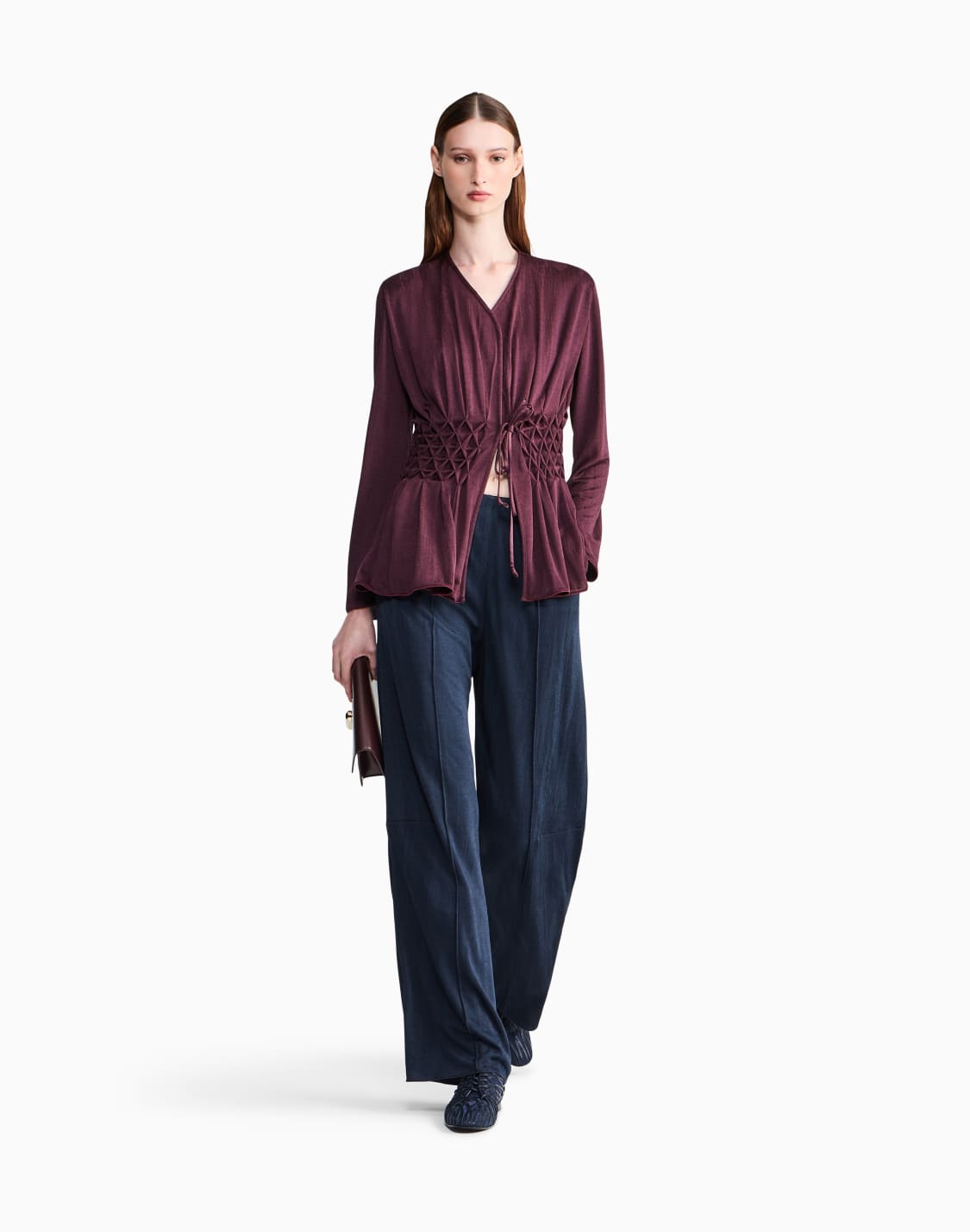 chaqueta-de-viscosa-jacquard-con-escote-en-v-y-punto-smock-burdeos--giorgio-armani
