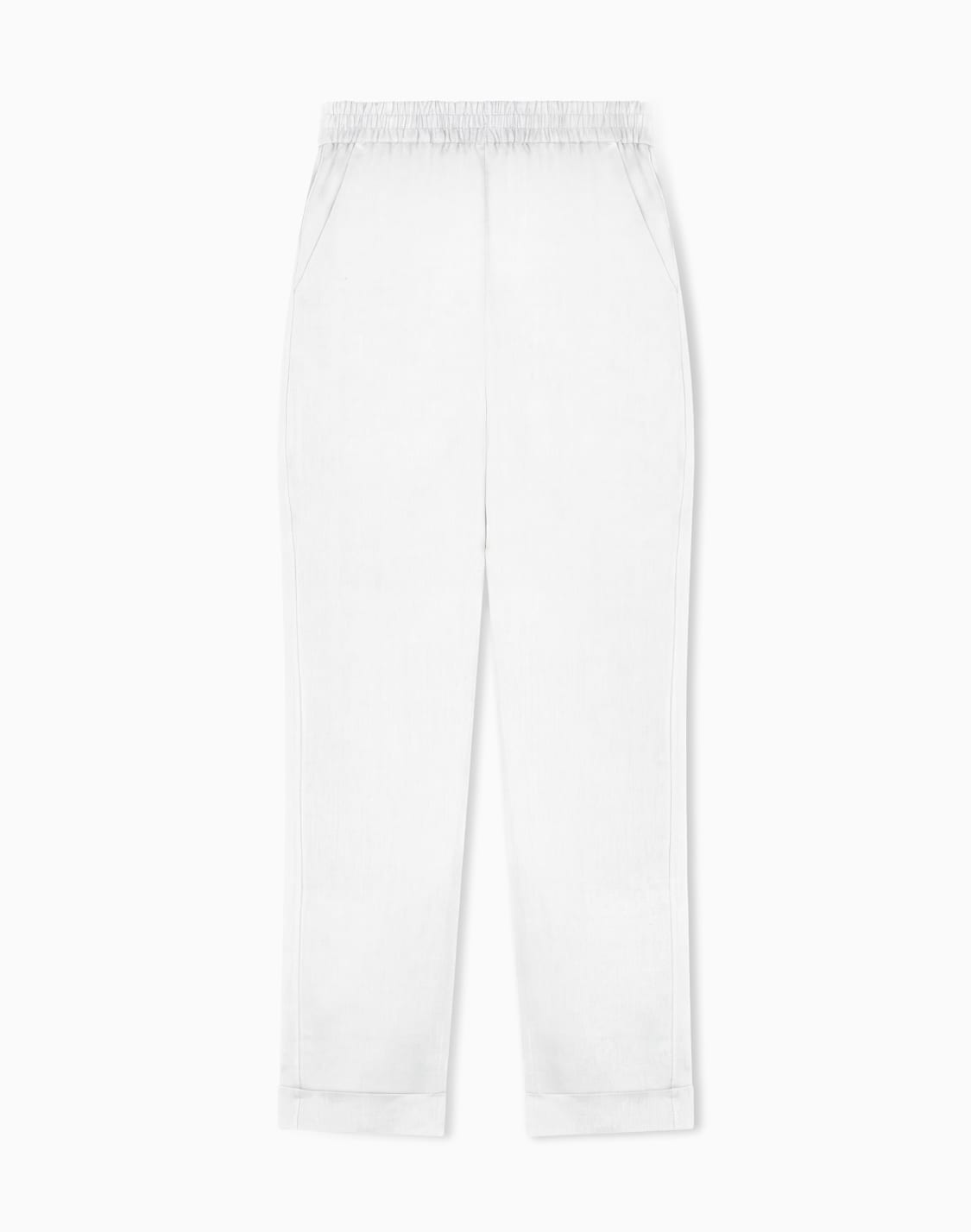 パンツ-ピュアリネン-ウエストゴム入り-ホワイト--emporio-armani