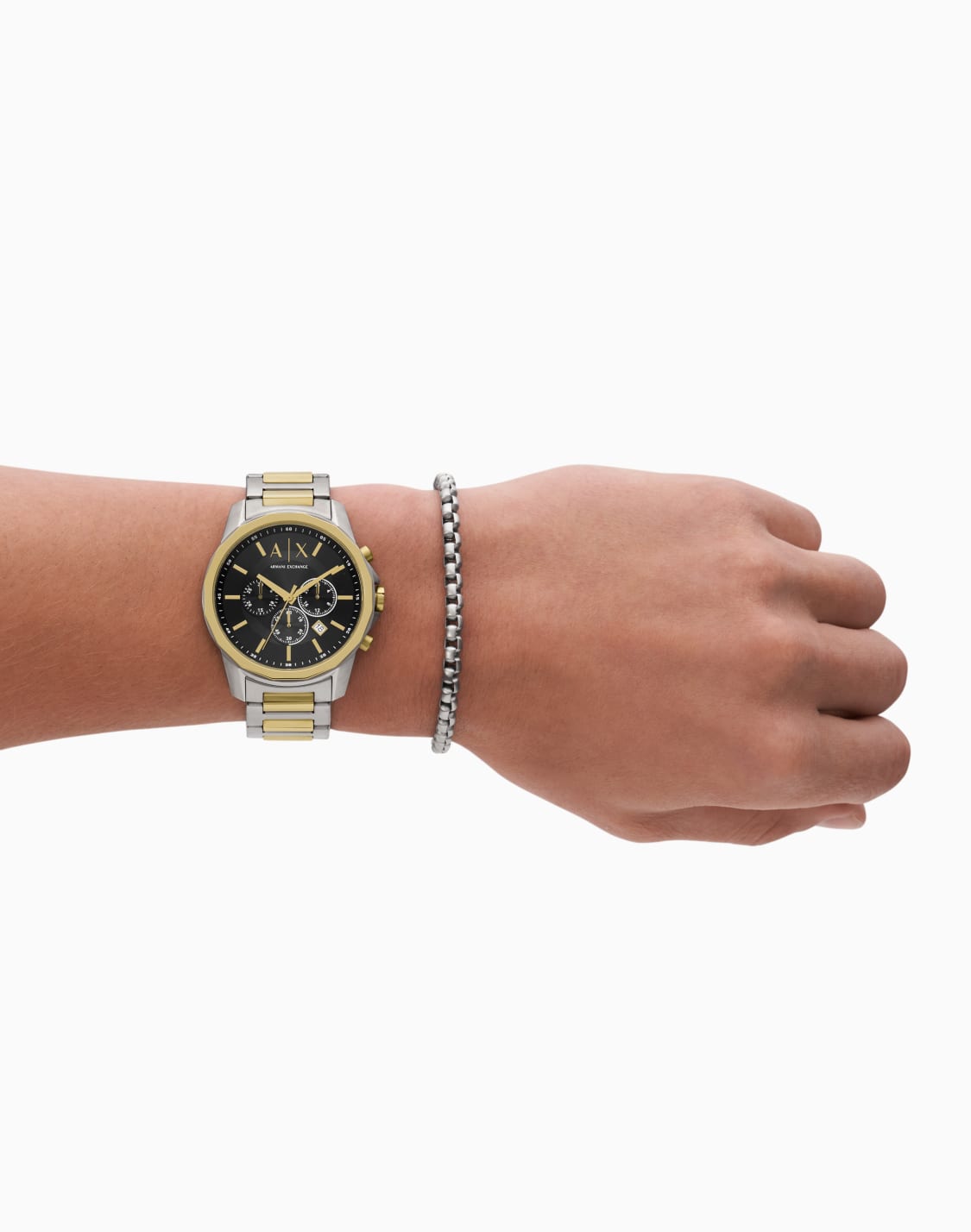 two-tone-stainless-steel-chronograph-watch-set-with-bracelet-multicolored--armani-exchange