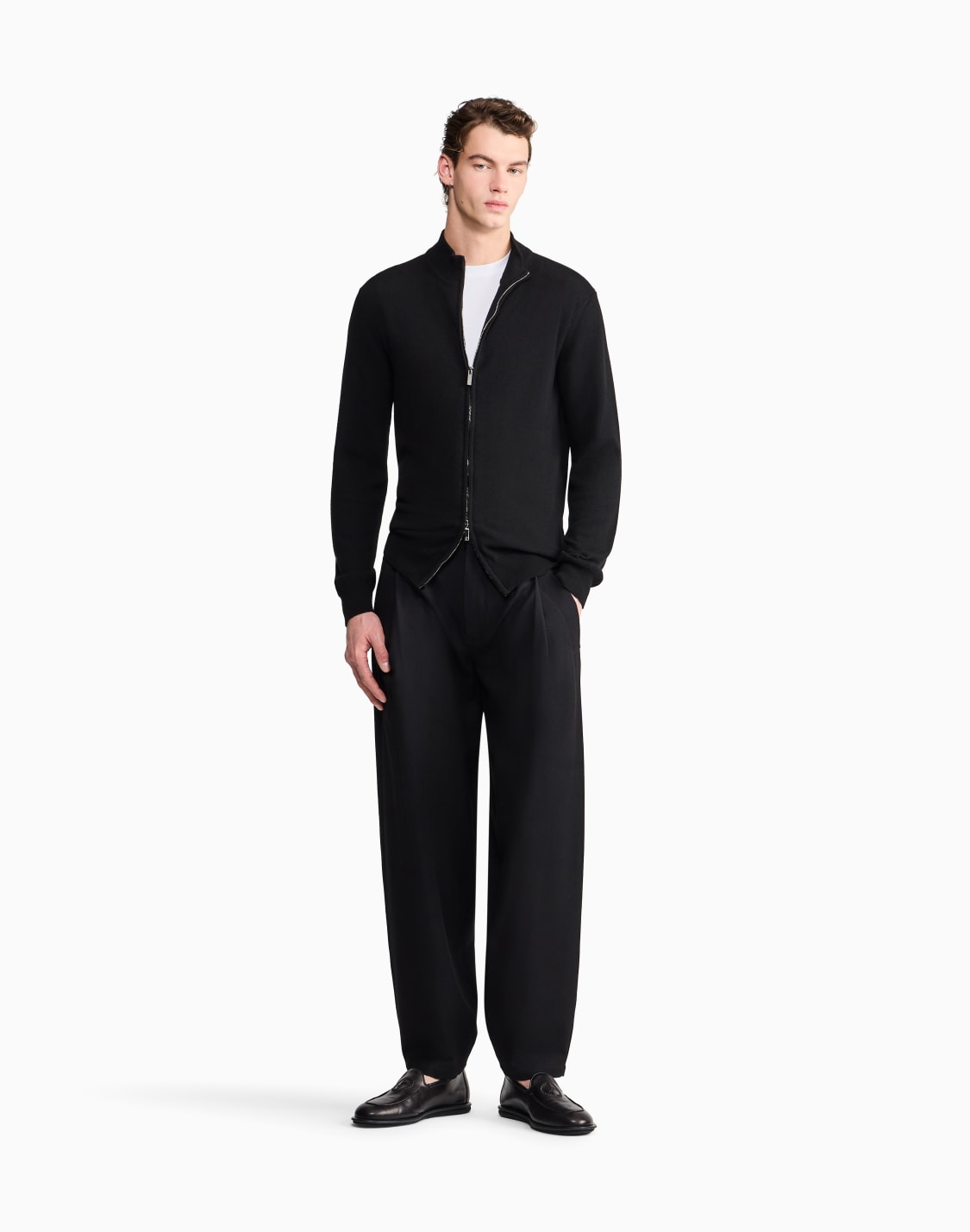ジップアップカディガン-カシミア-ブラック--giorgio-armani