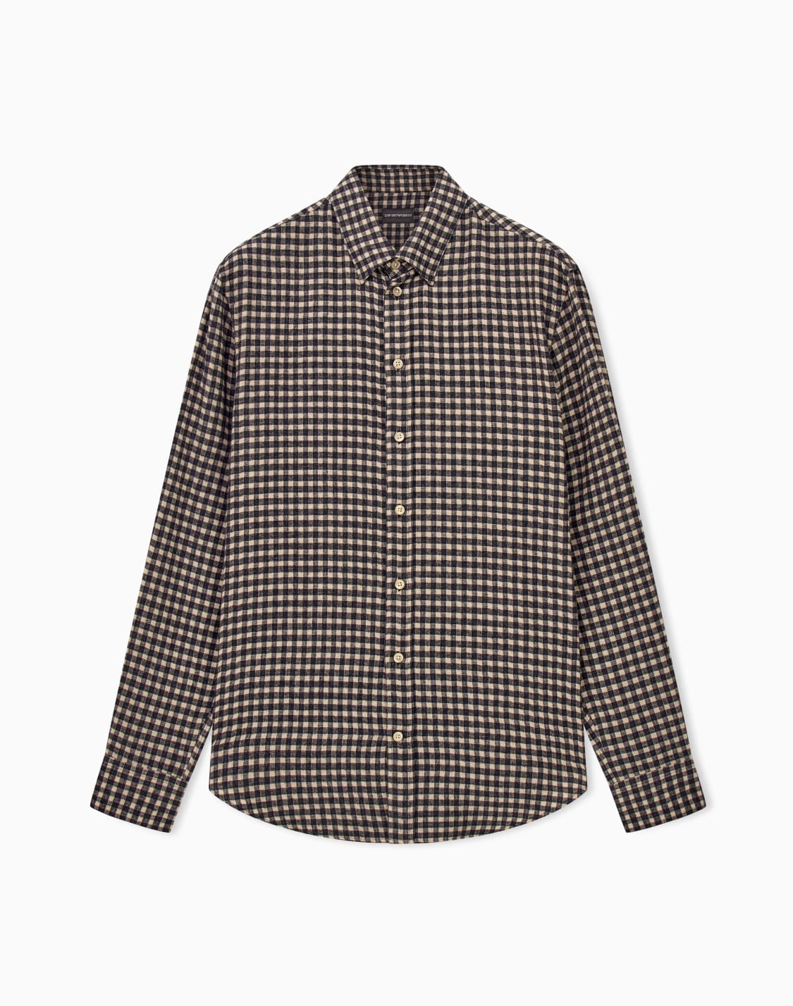 long-sleeve-micro-check-flannel-shirt-in-cotton-and-viscose-beige--emporio-armani