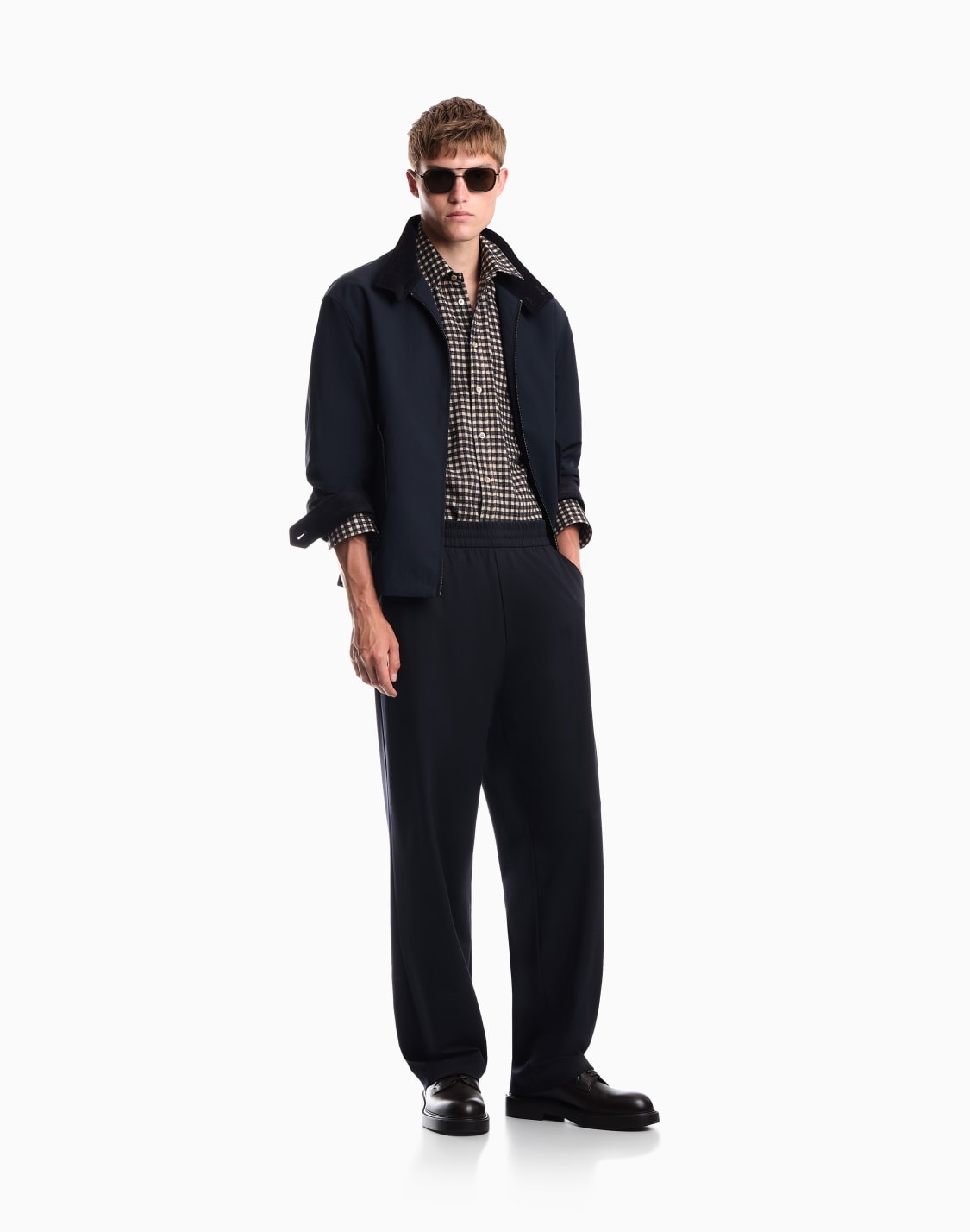 long-sleeve-micro-check-flannel-shirt-in-cotton-and-viscose-beige--emporio-armani
