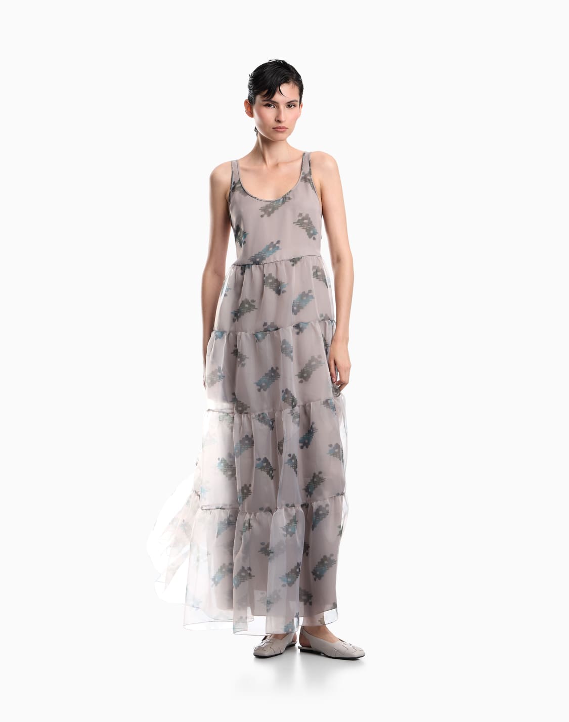 long-flounced-dress-in-technical-organza-with-carpet-print-patterned--emporio-armani