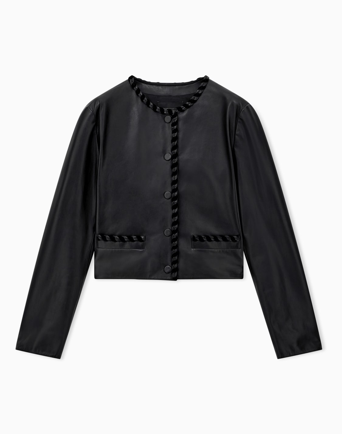 chaqueta-de-piel-con-cuello-redondo-y-ribete-trenzado-negro--emporio-armani