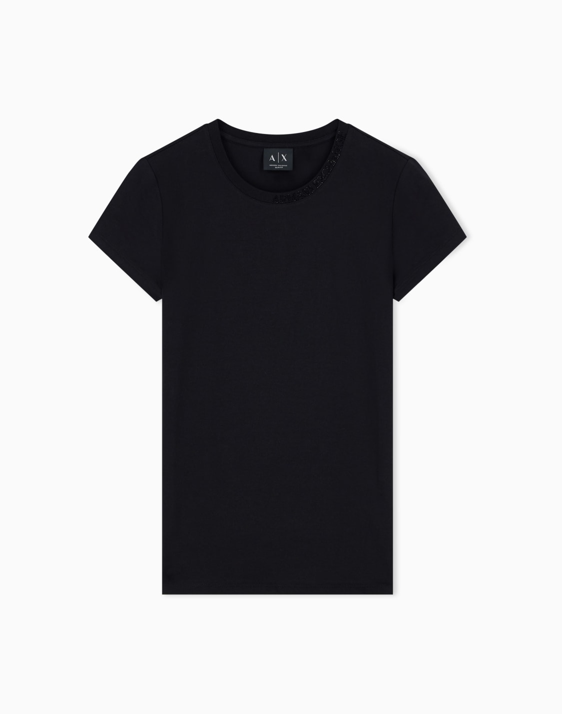 t-shirt-up-for-party-en-jersey-coton-stretch-col-strass-noir--armani-exchange