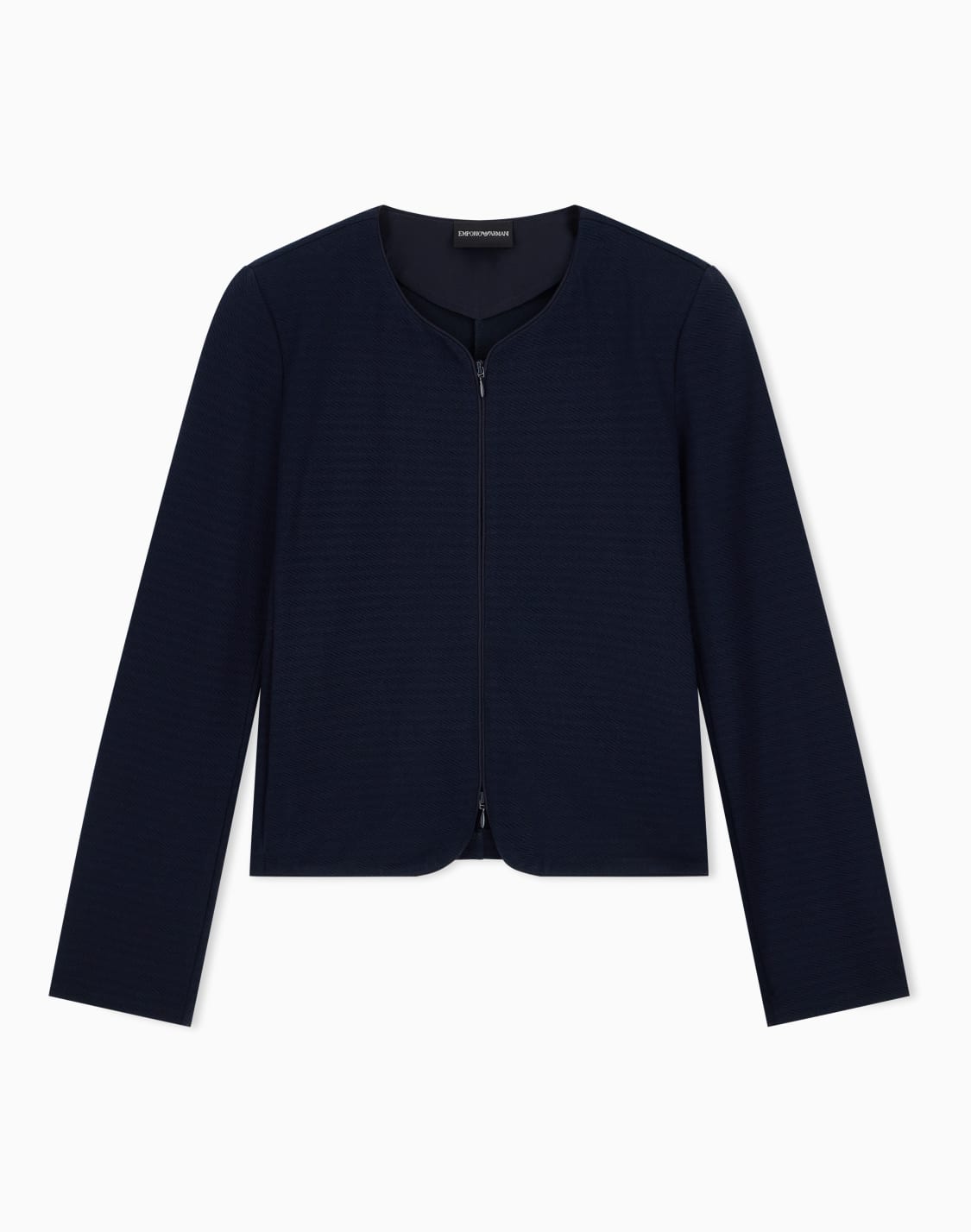ウィメンズ-ダブルジップ-ジャカドジャジ-ブレザ-ネイビブル--emporio-armani
