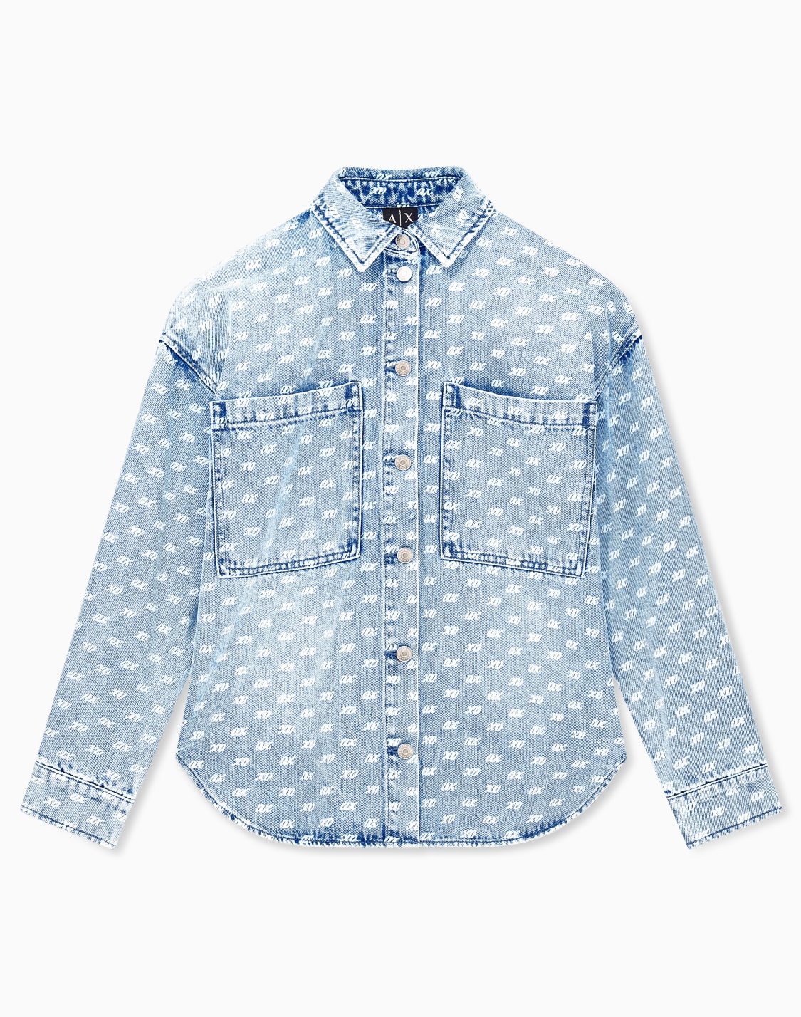 camisa-vaquera-con-bolsillos-y-estampado-integral-azul--armani-exchange