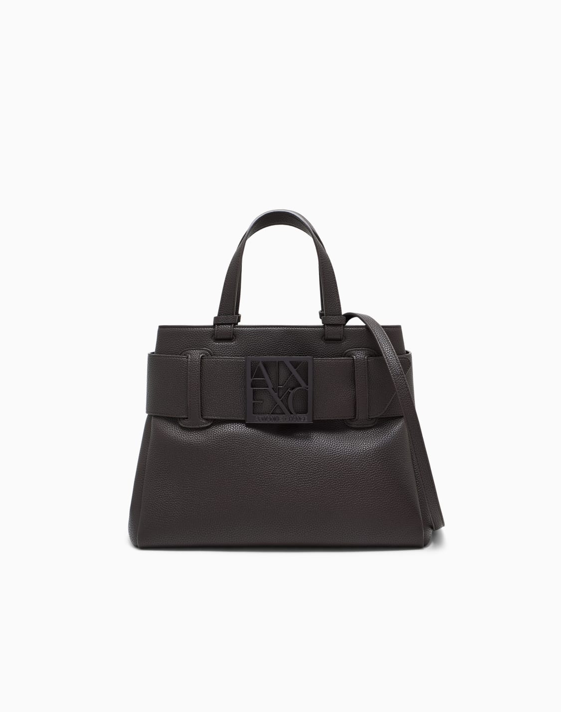 sac-shopping-effet-grain-avec-ceinture-et-boucle-marron--armani-exchange