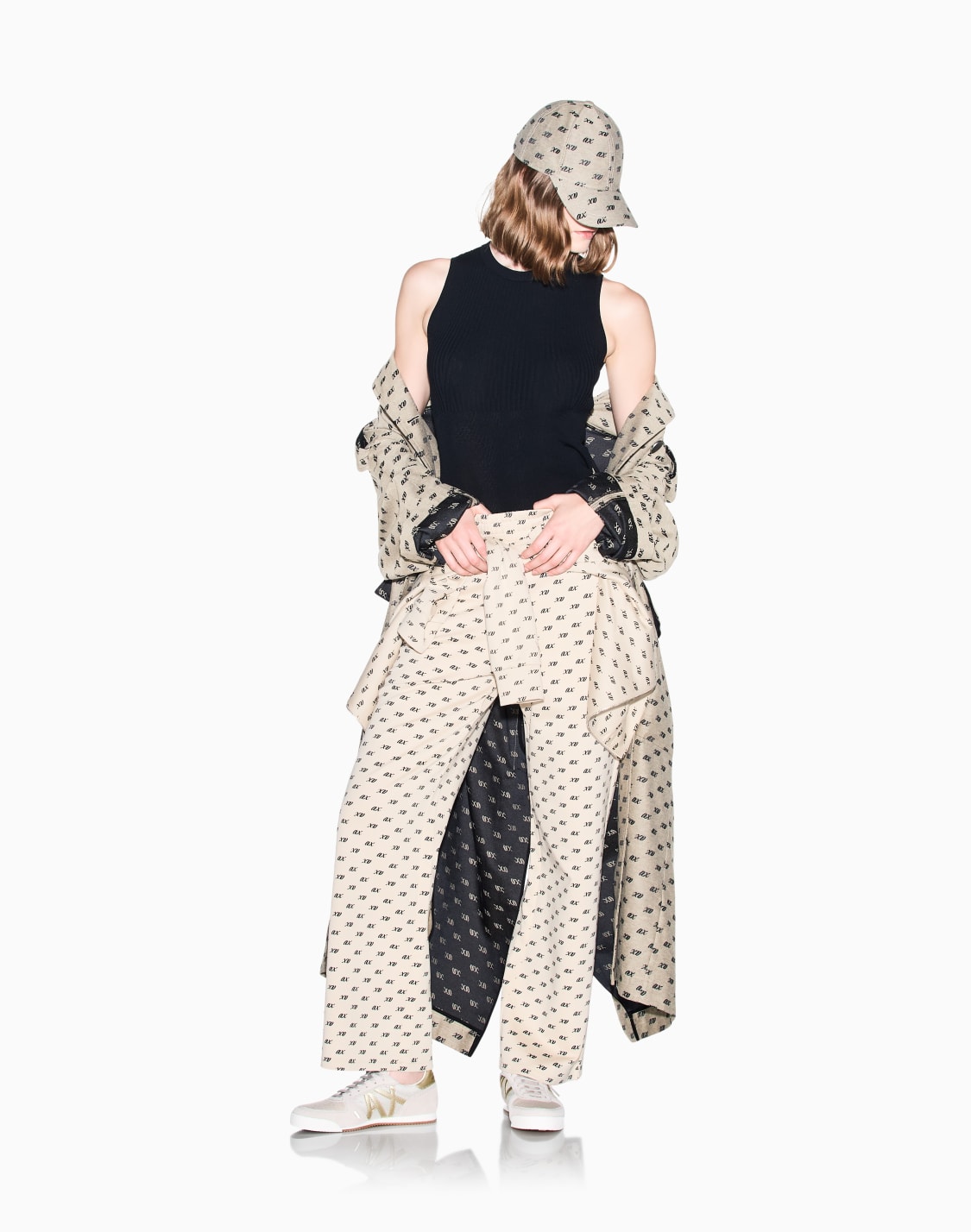 regular-fit-trousers-in-organic-cotton-with-allover-print-beige--armani-exchange