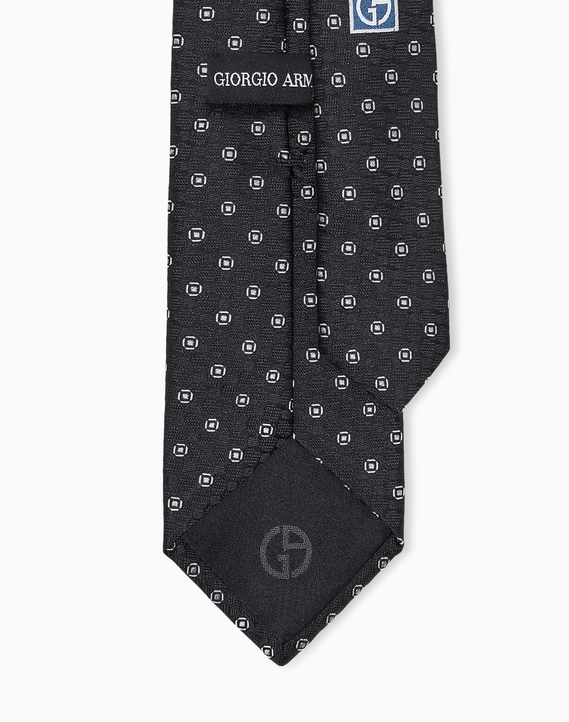 幾何学模様-シルク-ネクタイ-ブラック--giorgio-armani
