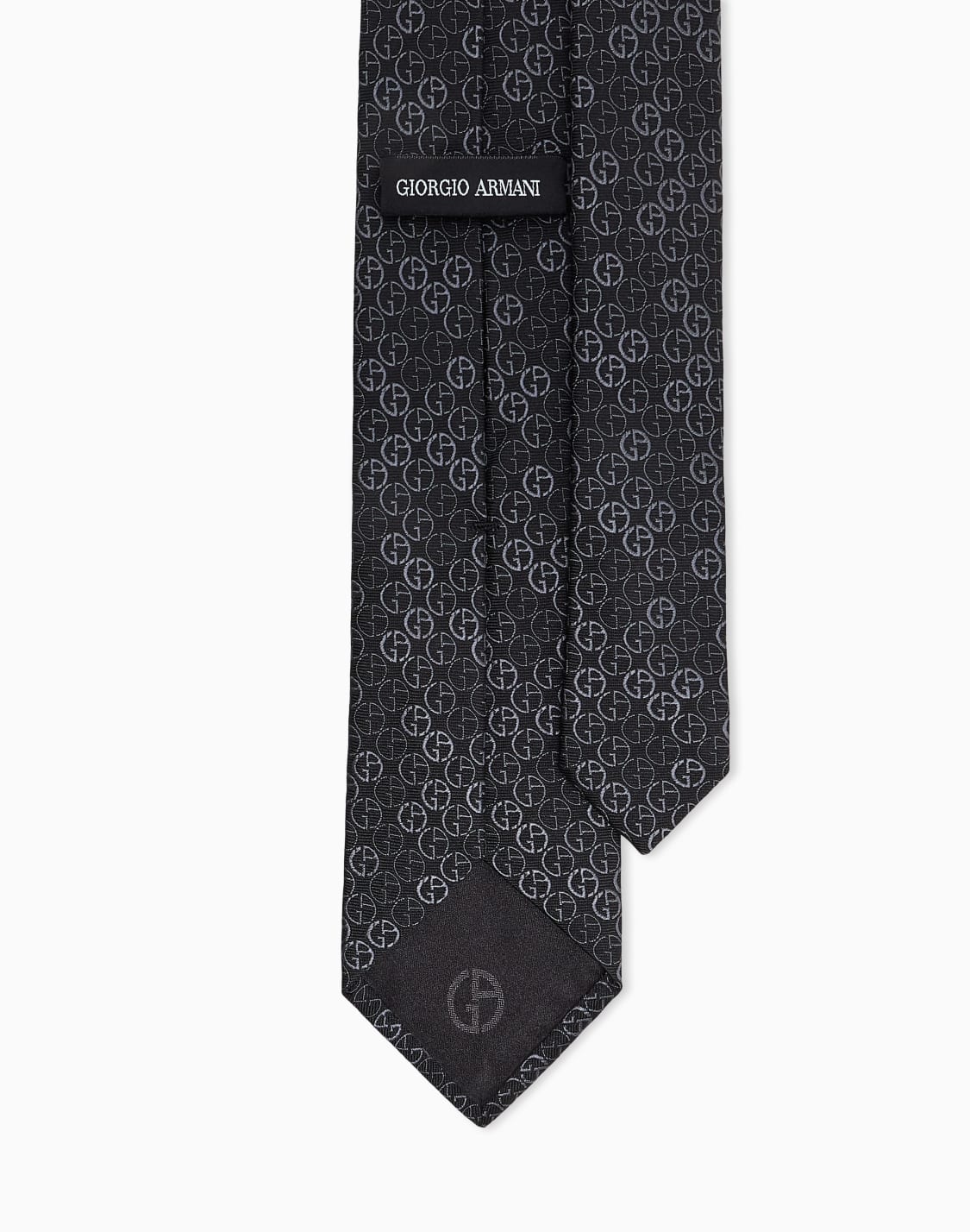 インタロッキングモチフ-シルク-ネクタイ-ブラック--giorgio-armani
