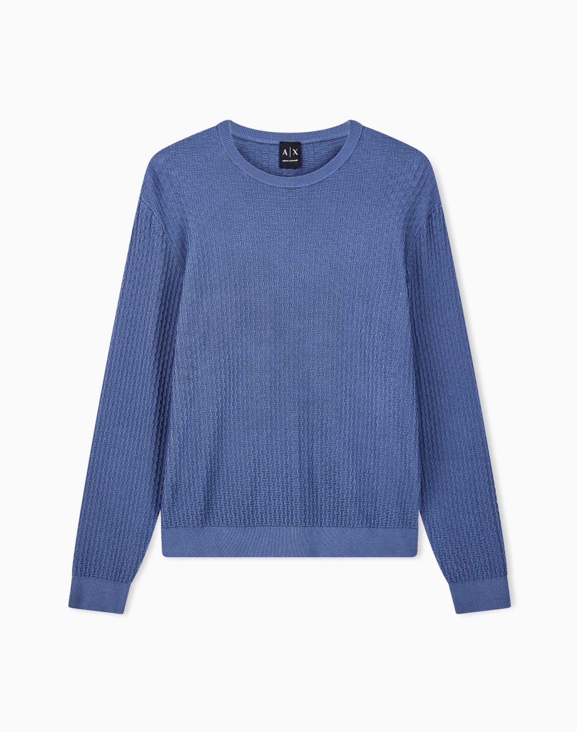pull-col-rond-en-maille-texture-de-mlange-viscose-bleu-clair--armani-exchange
