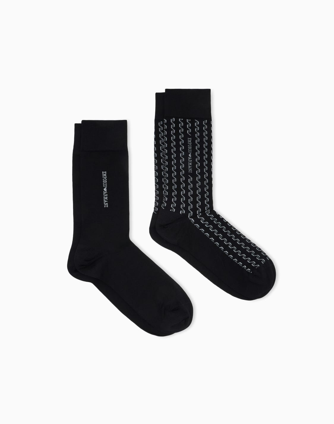 ジオメトリック柄-リブ-ショトソックス-2足セット-ブラウン--emporio-armani
