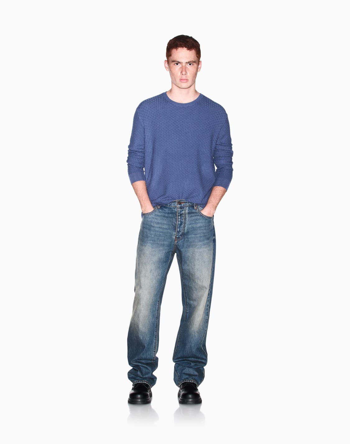 pull-col-rond-en-maille-texture-de-mlange-viscose-bleu-clair--armani-exchange