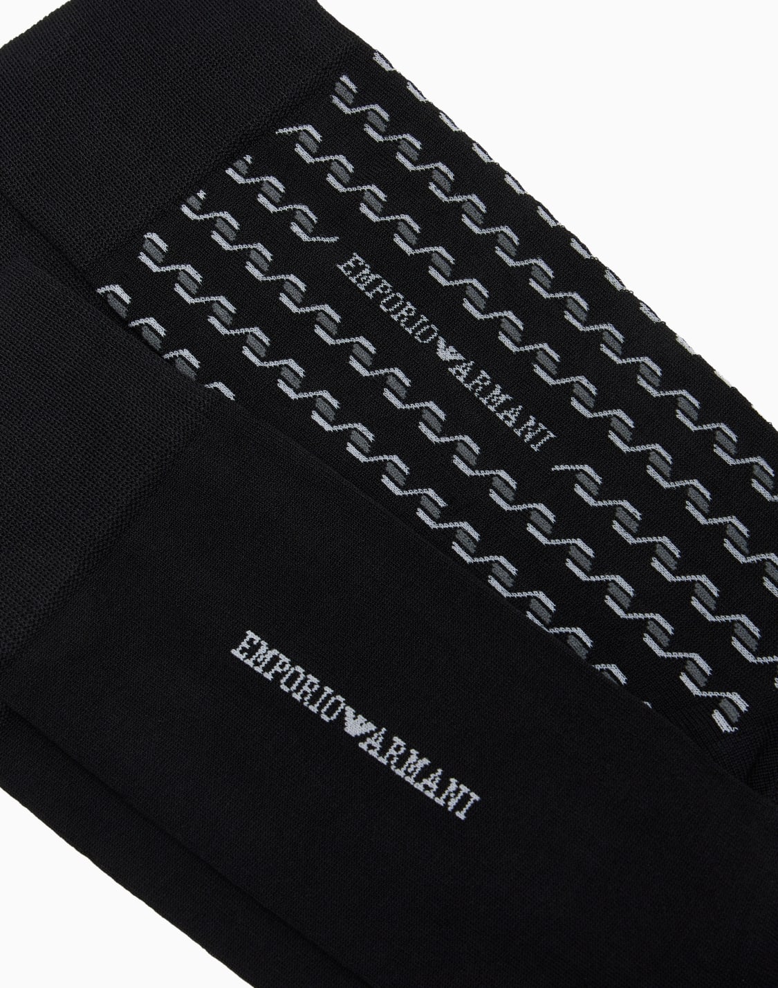 ジオメトリック柄-リブ-ショトソックス-2足セット-ブラウン--emporio-armani