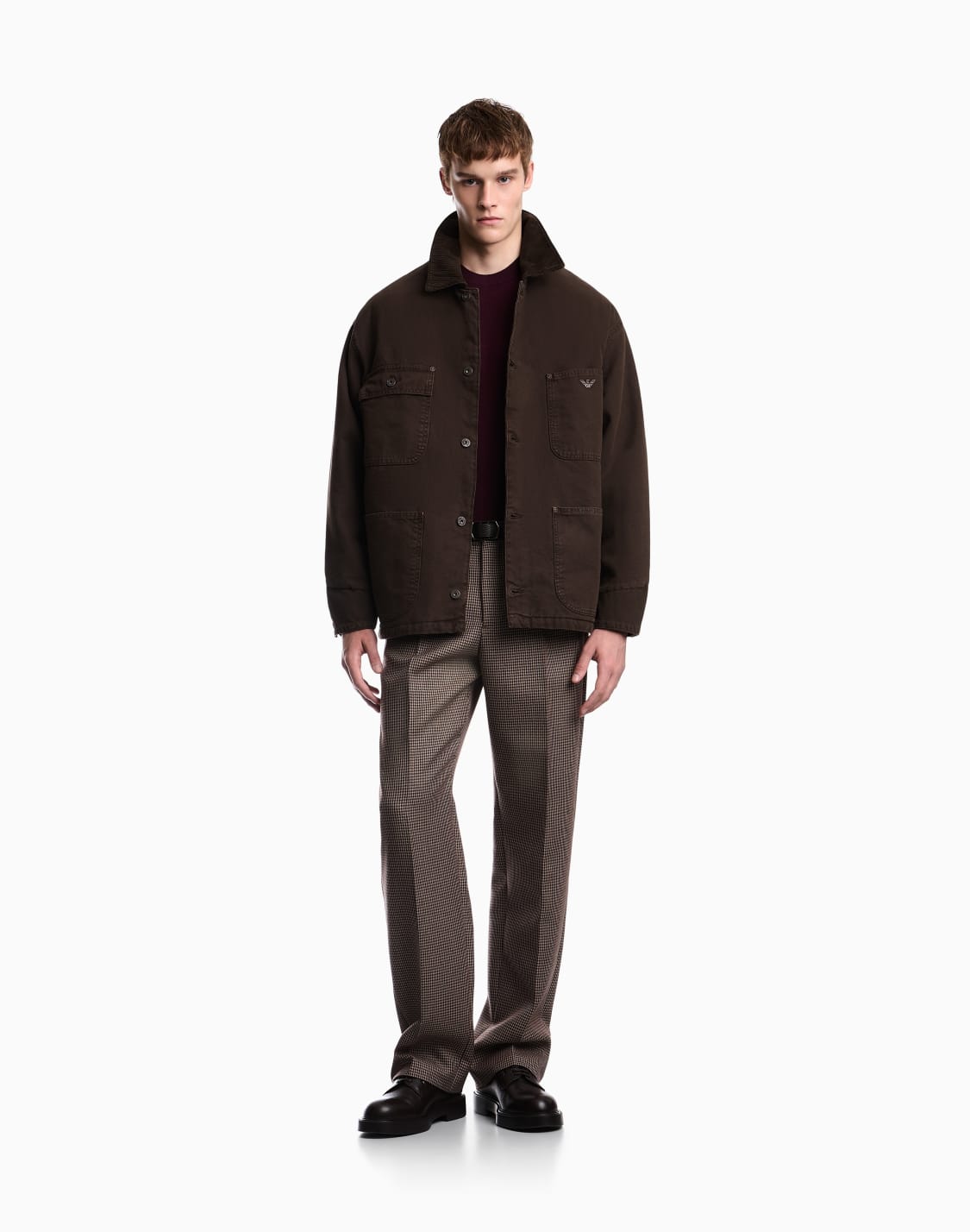 caban-in-cotone-con-tasche-e-collo-in-velluto-a-coste-marrone--emporio-armani