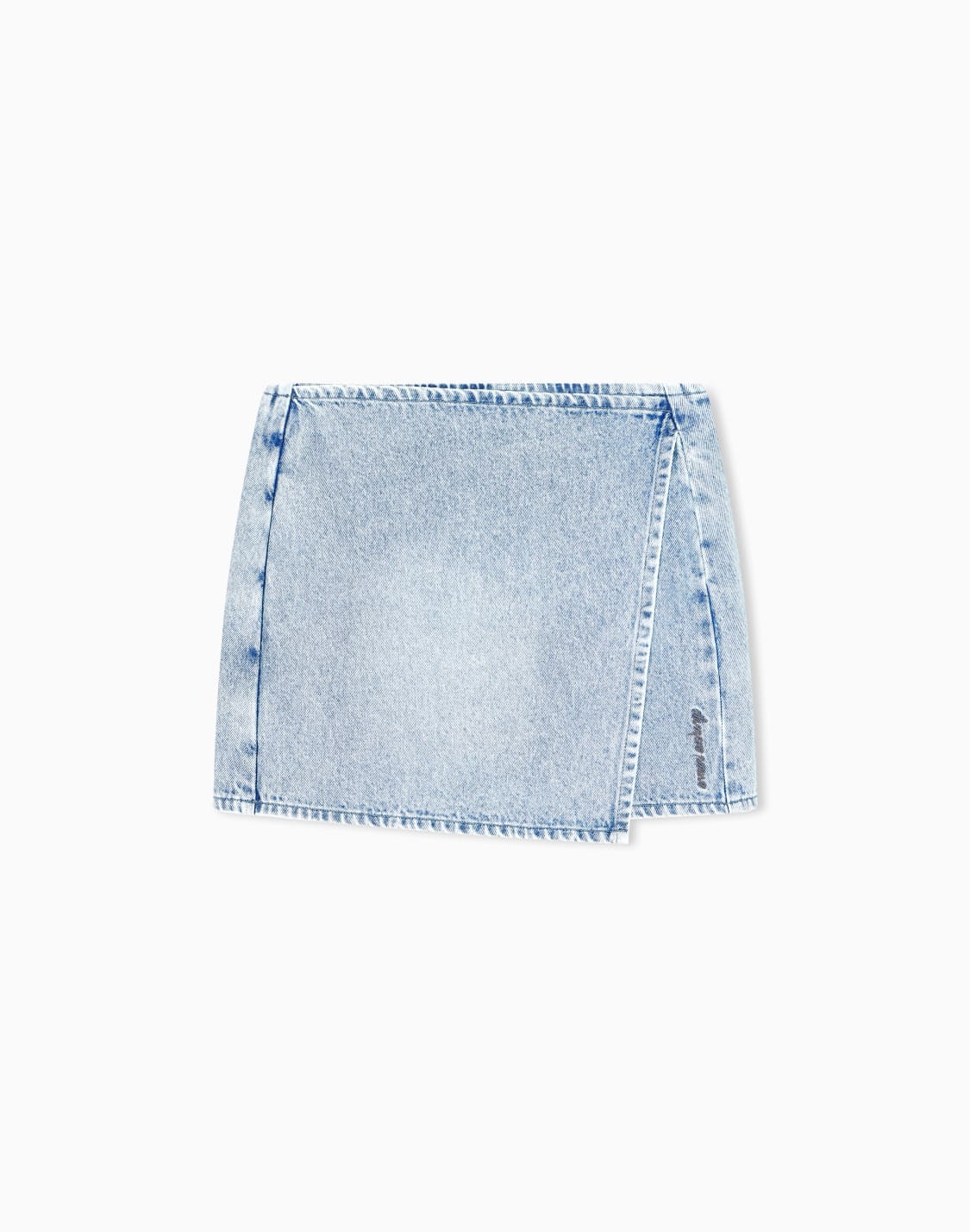 schmal-geschnittener-minirock-in-wickeloptik-aus-denim-blau--armani-exchange