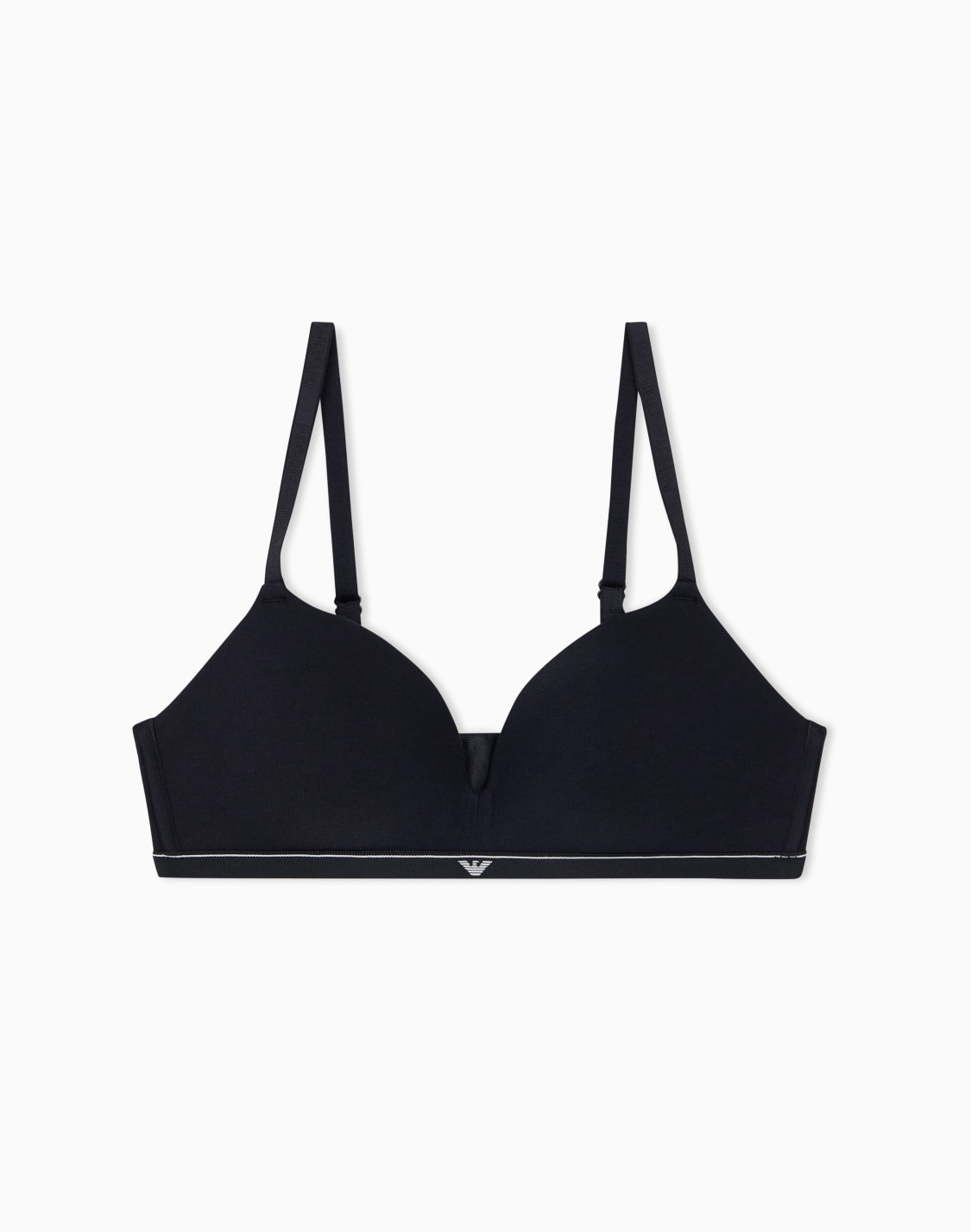 パッド入りトライアングルブラ-コットン-ロゴバンド-ブラック--emporio-armani