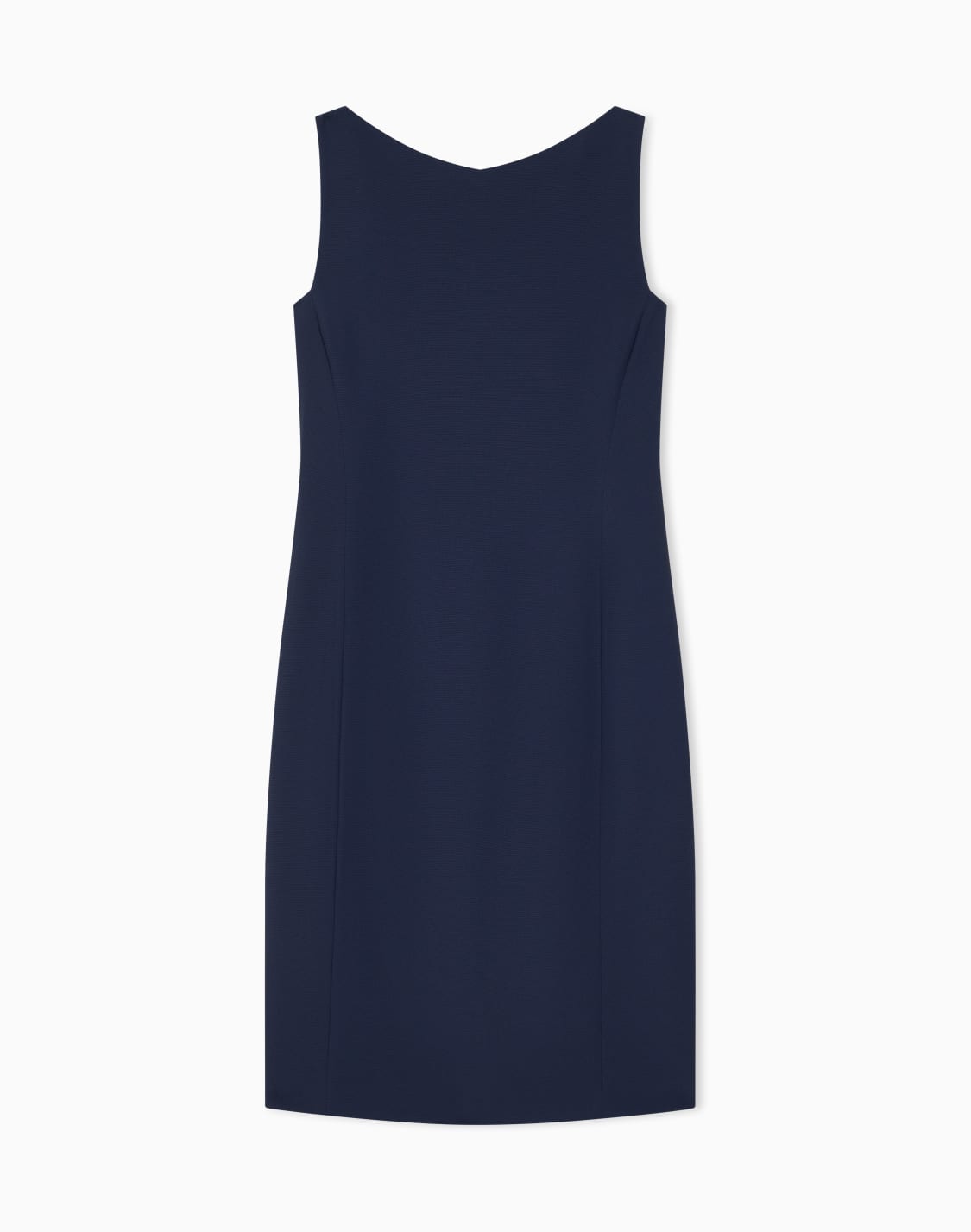 スリムフィット-ボトネック-膝丈-ノスリブワンピス-ネイビブル--emporio-armani
