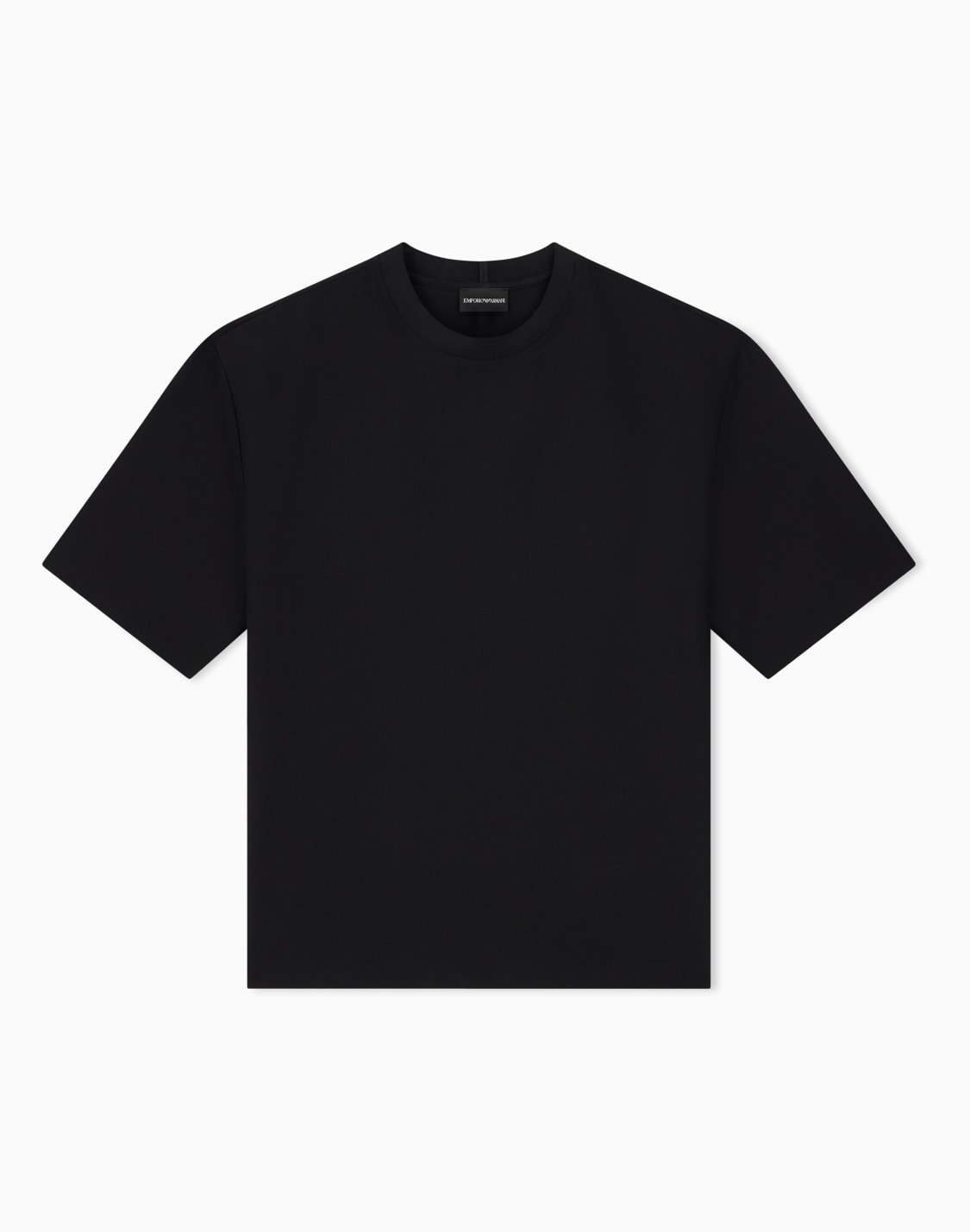 オバサイズ-ダウン入り-シアサッカ-tシャツ-ブラック--emporio-armani