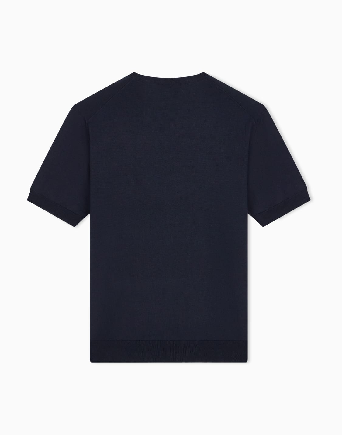 スリムフィット-クルネック-半袖ニット-シルクコットン-ネイビブル--giorgio-armani