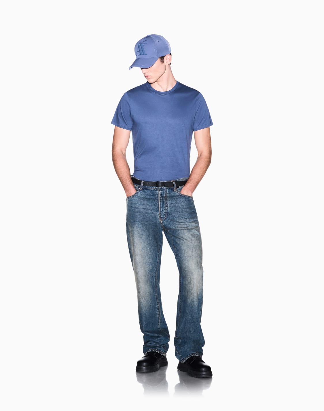 camiseta-essential-ajustada-de-punto-de-algodn-pima-celeste--armani-exchange