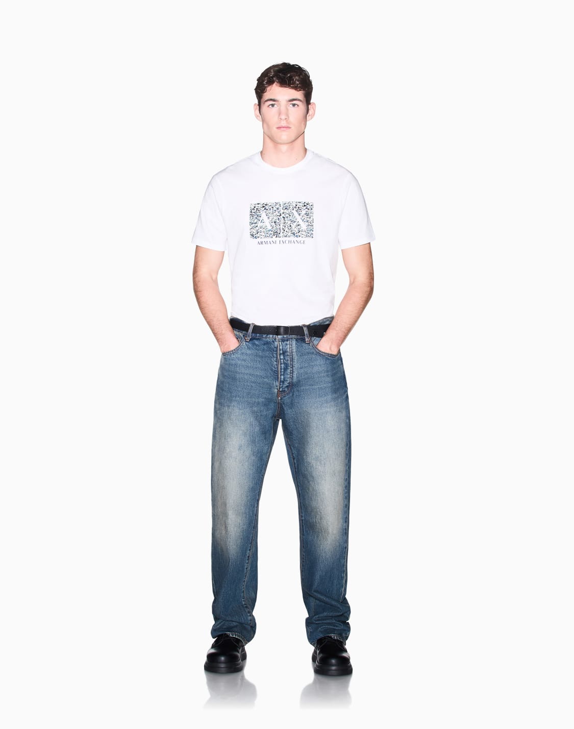 ボックスロゴ-スリムフィット-半袖クルネックtシャツ-ホワイト--armani-exchange