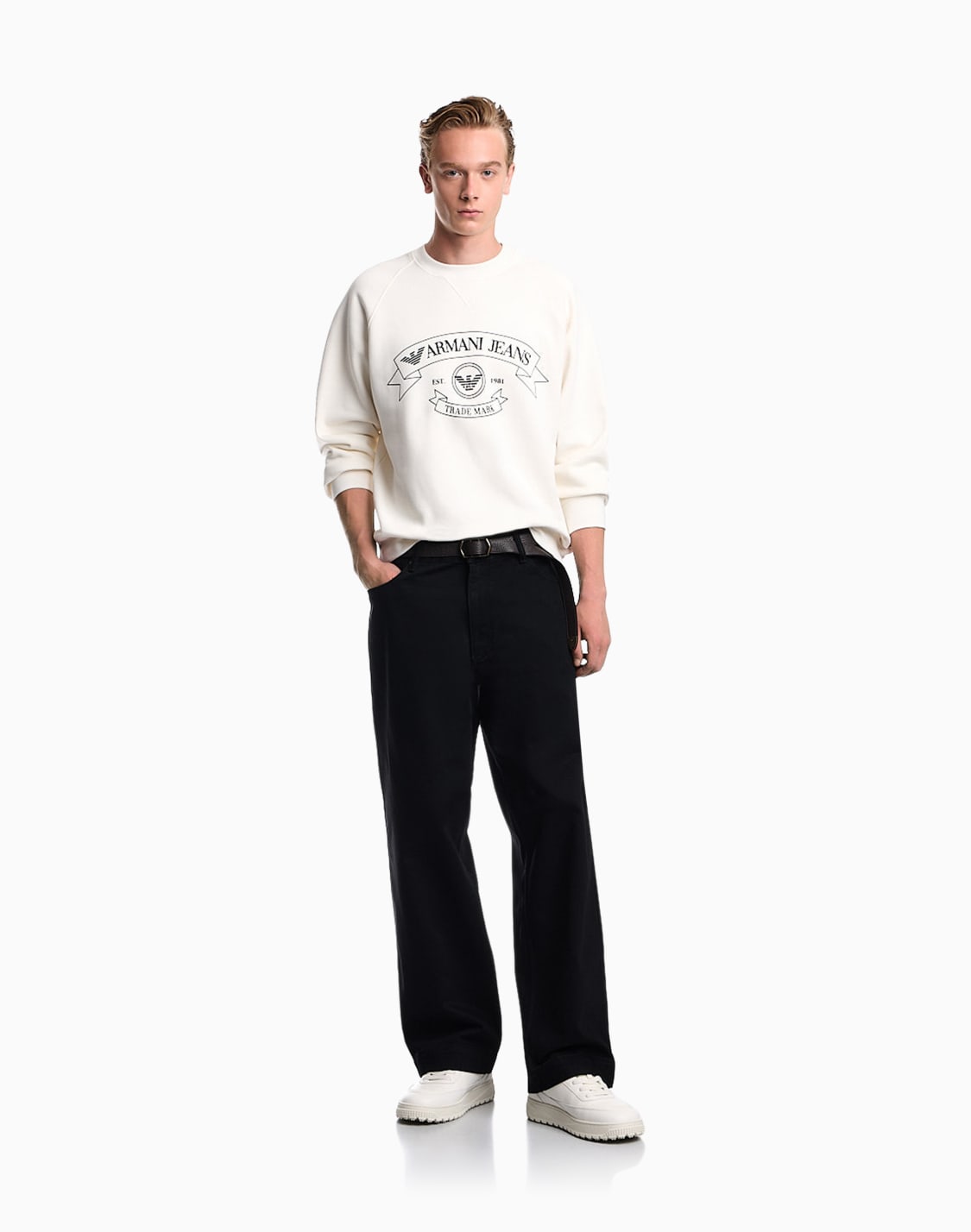 レギュラフィット-ロゴプリント-スウェットシャツ-ホワイト--emporio-armani
