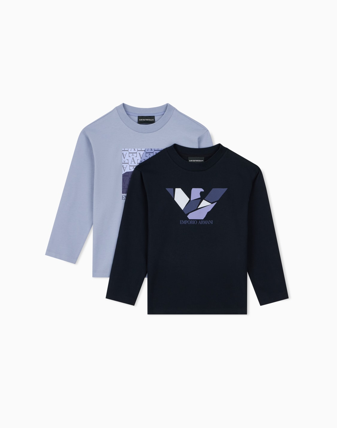 long-sleeve-cotton-jersey-t-shirt-set-with-graphic-print-multicolored--emporio-armani