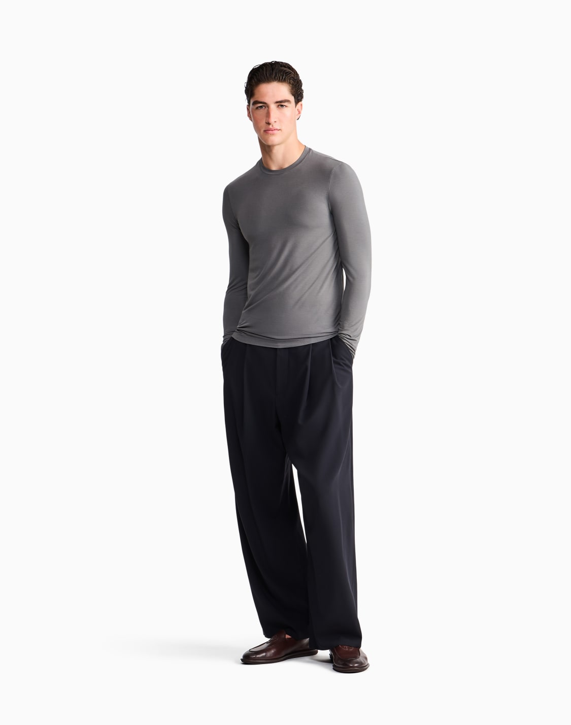 long-sleeve-jumper-in-stretch-viscose-grey--giorgio-armani