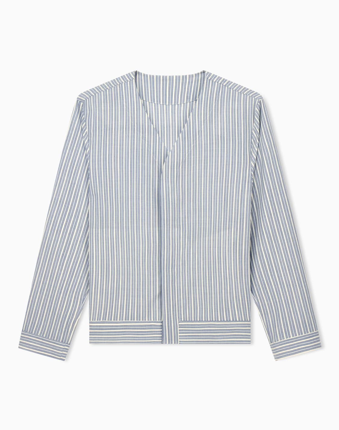 blouson-shirt-in-striped-stretch-virgin-wool-with-v-neck-patterned--emporio-armani