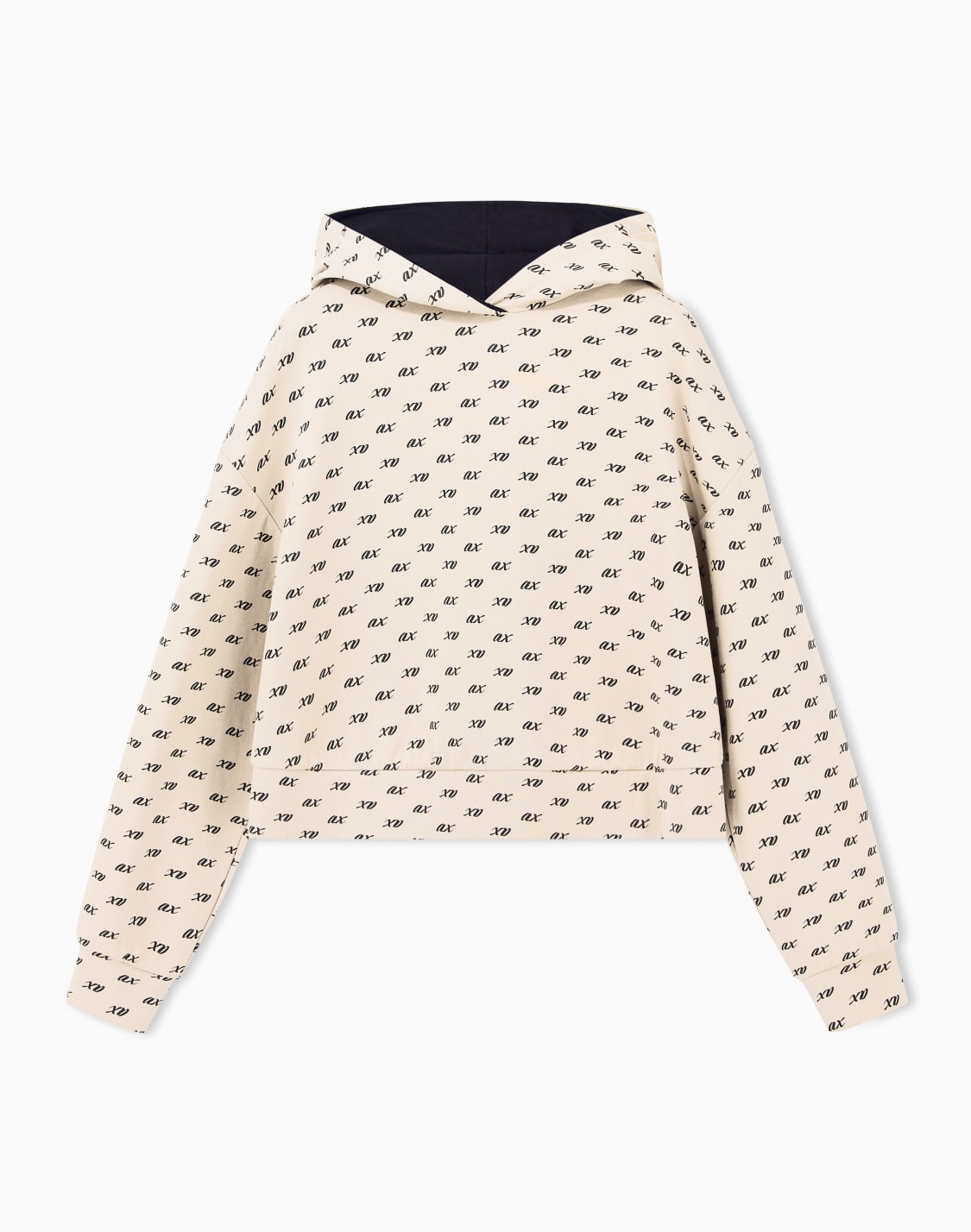 sweatshirt-in-organic-cotton-with-allover-print-beige--armani-exchange