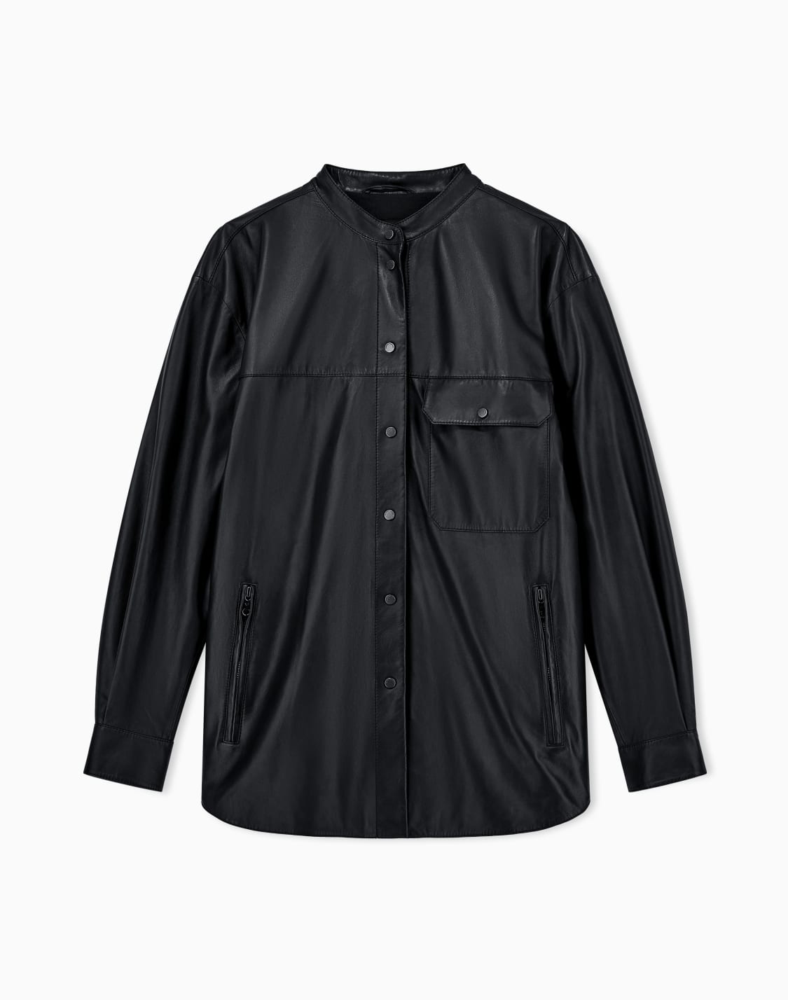 leather-shirt-with-stand-up-collar-and-snap-buttons-black--emporio-armani
