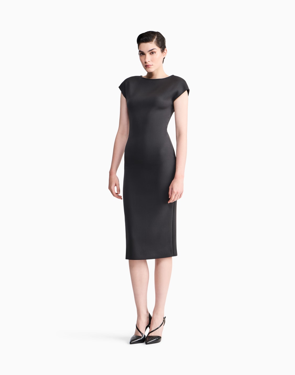 dress-short-sleeved-sheath-in-double-stretch-virgin-wool-grey--giorgio-armani