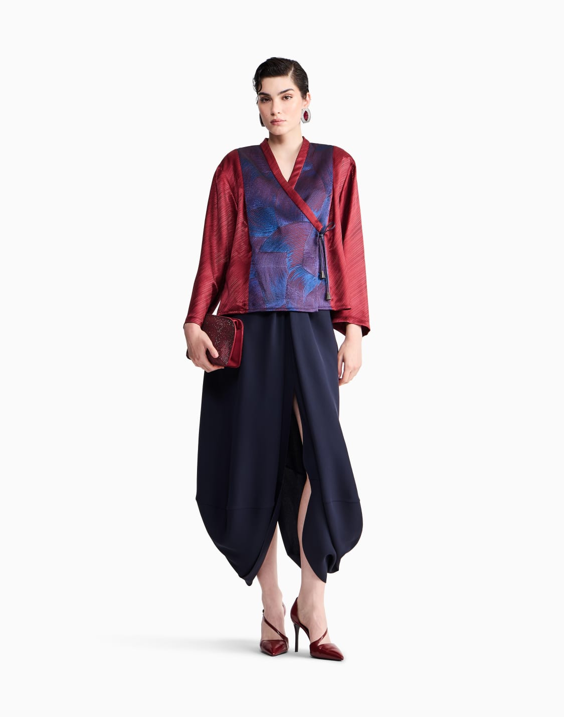 chemise-kimono-en-jacquard-de-soie-lurex-motif-ethnique-bordeaux--giorgio-armani