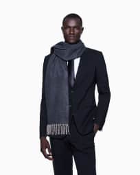 Zamour Sciarpa Stola In Pashmina Per Uomo Con Ricamo Aari Originale Kashmir – Nero, Taglia Large (80x28 Cm)