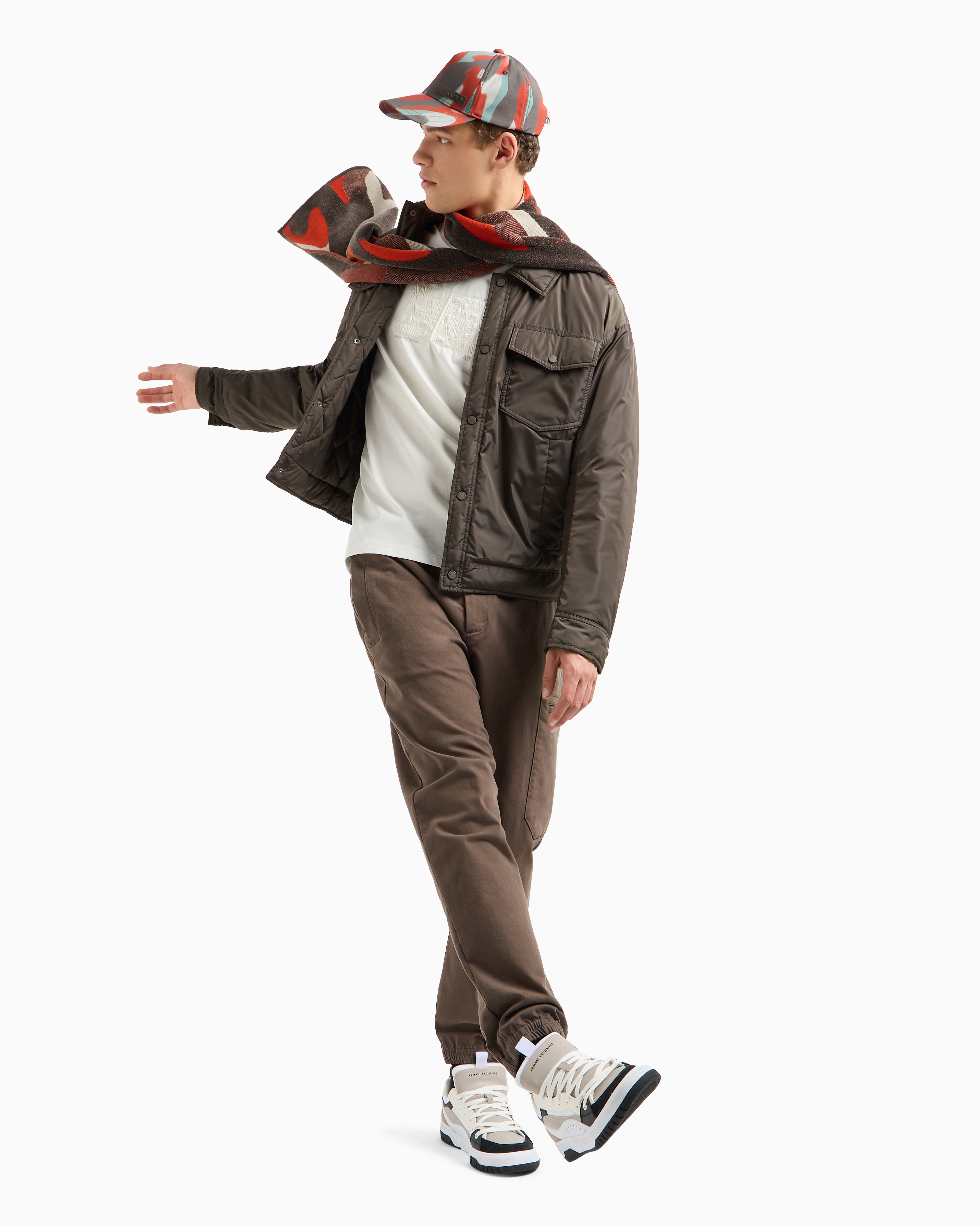 Armani Exchange - ASV organic cotton regular fit T-shirt with embroidered lettering, Man, White, Size: M